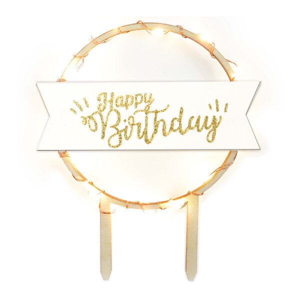LED kaketopp Happy Birthday tre