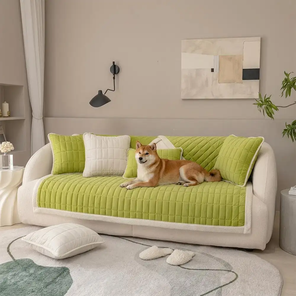 Classic Quilted Plaid Pet-Friendly Sofa Protection Washable Couch Cover - Plaid