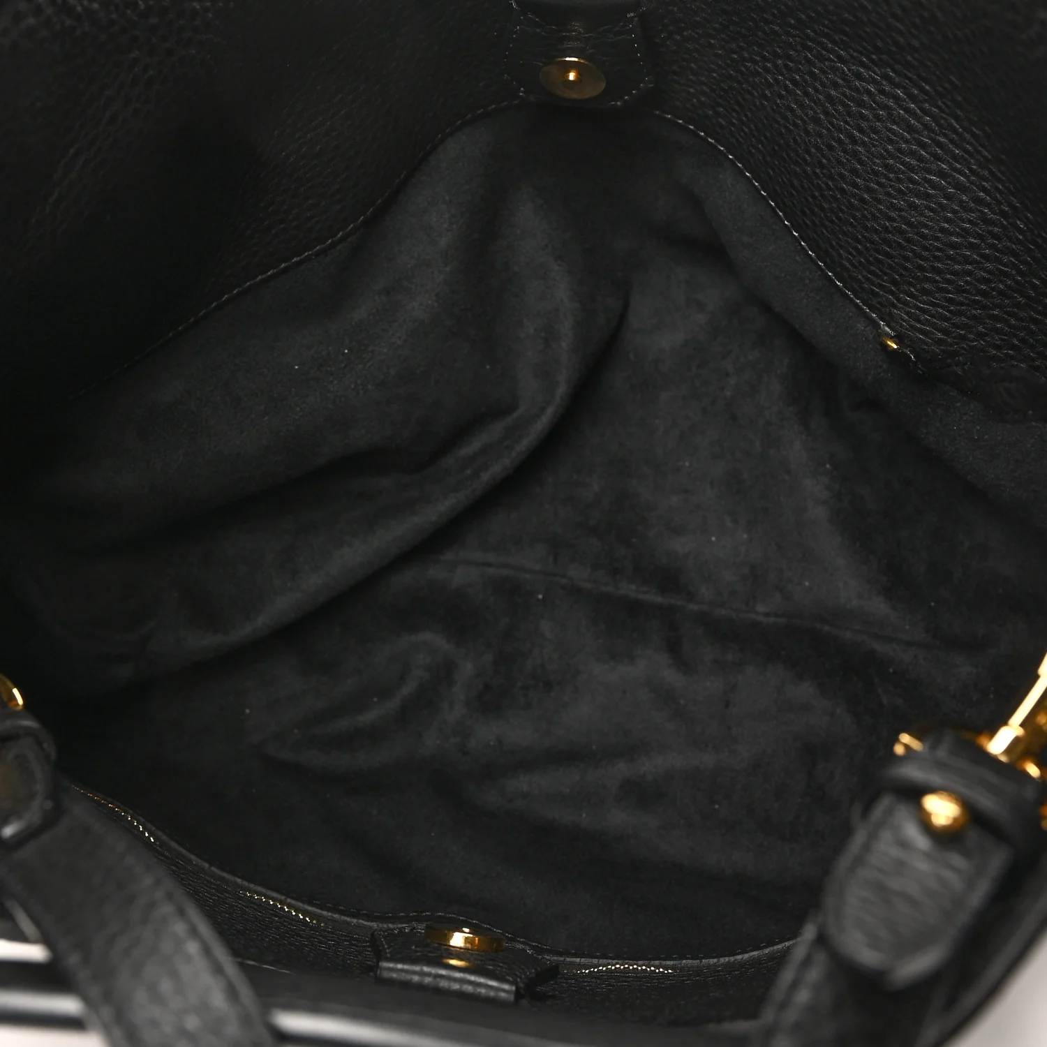 Pebbled Calfskin Alix Padlock Foldover Bag Black