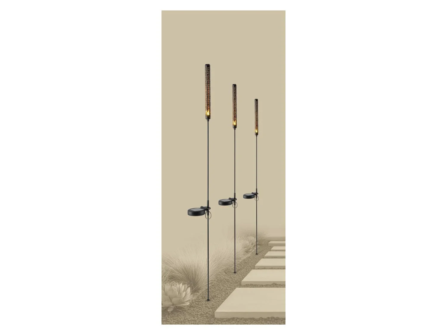 LIVARNO Lot de 3 lampes solaires LED