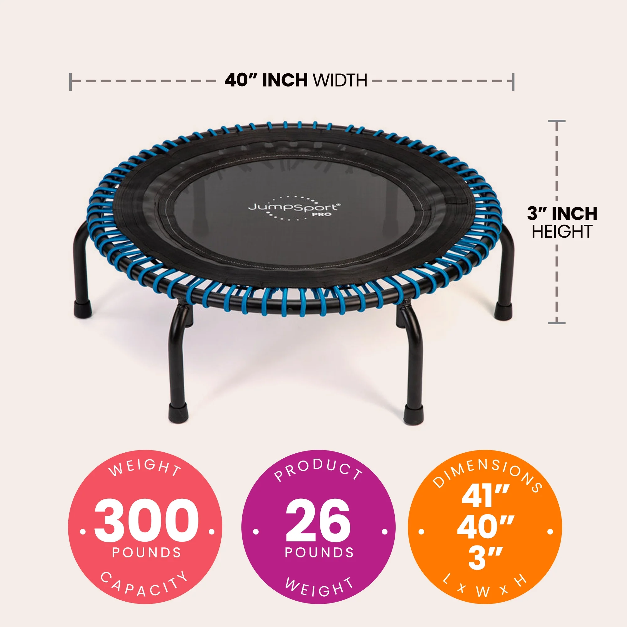 350 Pro Fitness 39" Cardio Workout Indoor Trampoline, Teal/Black(Teal) Image 10