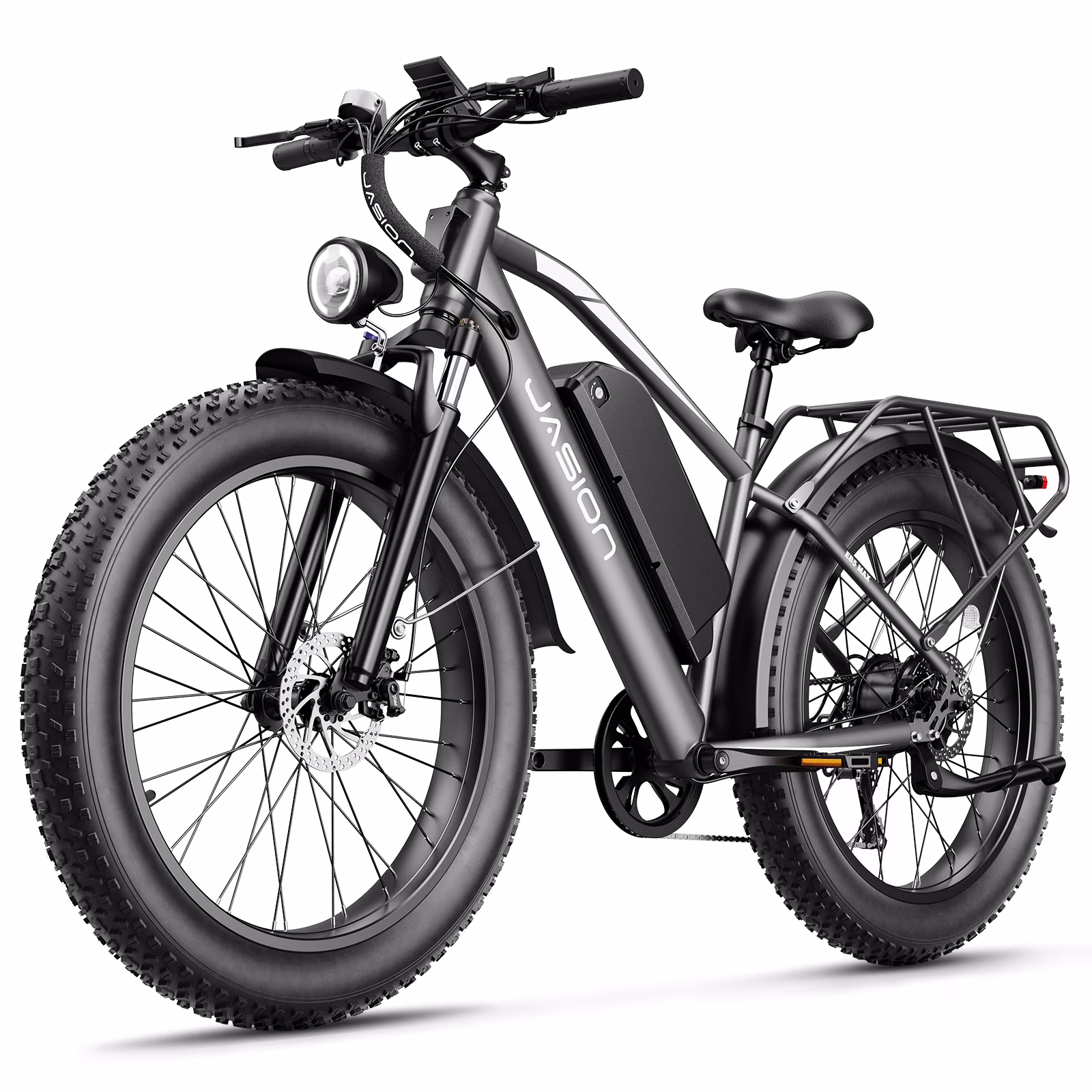 Jasion EB5 MAX Electric Bike for Adults, 750W Electric Mountain Bike with 48V 15ah Battery, 26'' Fat Tire Off - Road Ebike, 28MPH Shimano 7 Speed Bicycle UL2849