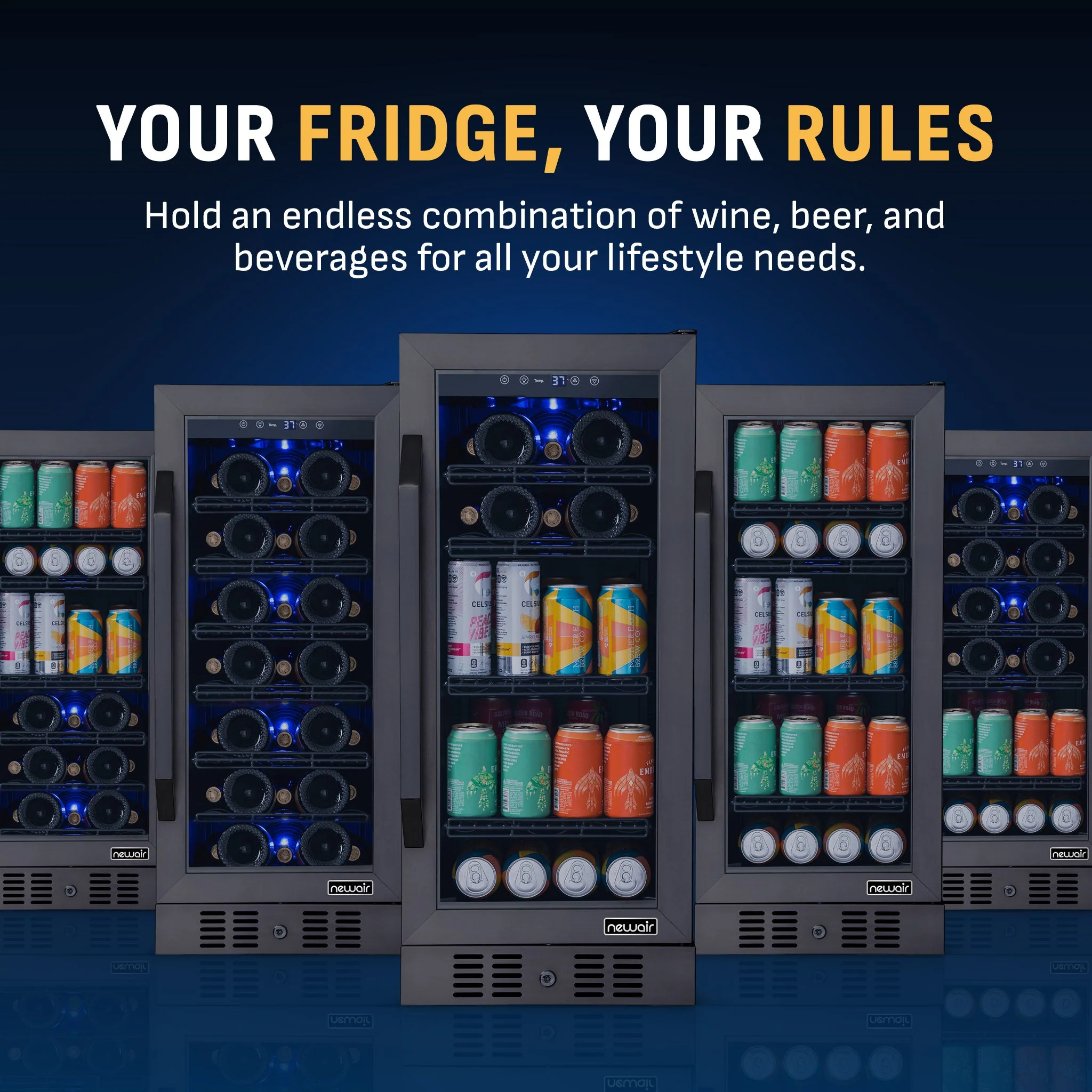 Newair 80-Can, 33-Bottle Built-in Black Beverage Fridge - 15