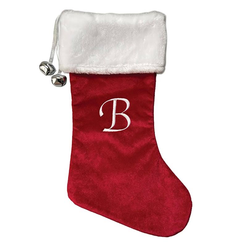 at Home Velvet Monogram Stocking B