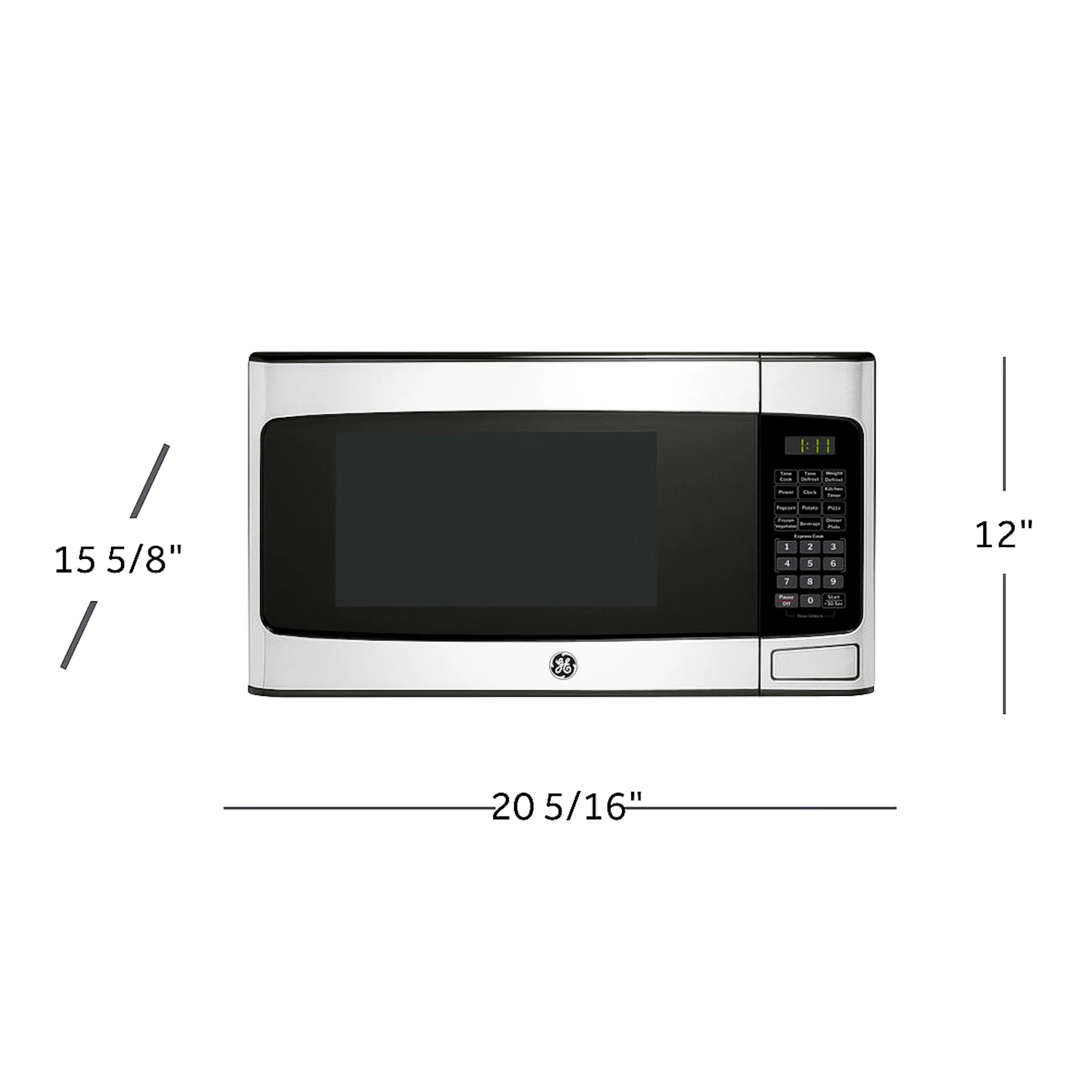 GE 1.1 cu ft Countertop Microwave Oven, 950W, Stainless Steel, One - Touch Cooking, Turntable, Auto Defrost, Child Lock, Model GCST11N1WSS