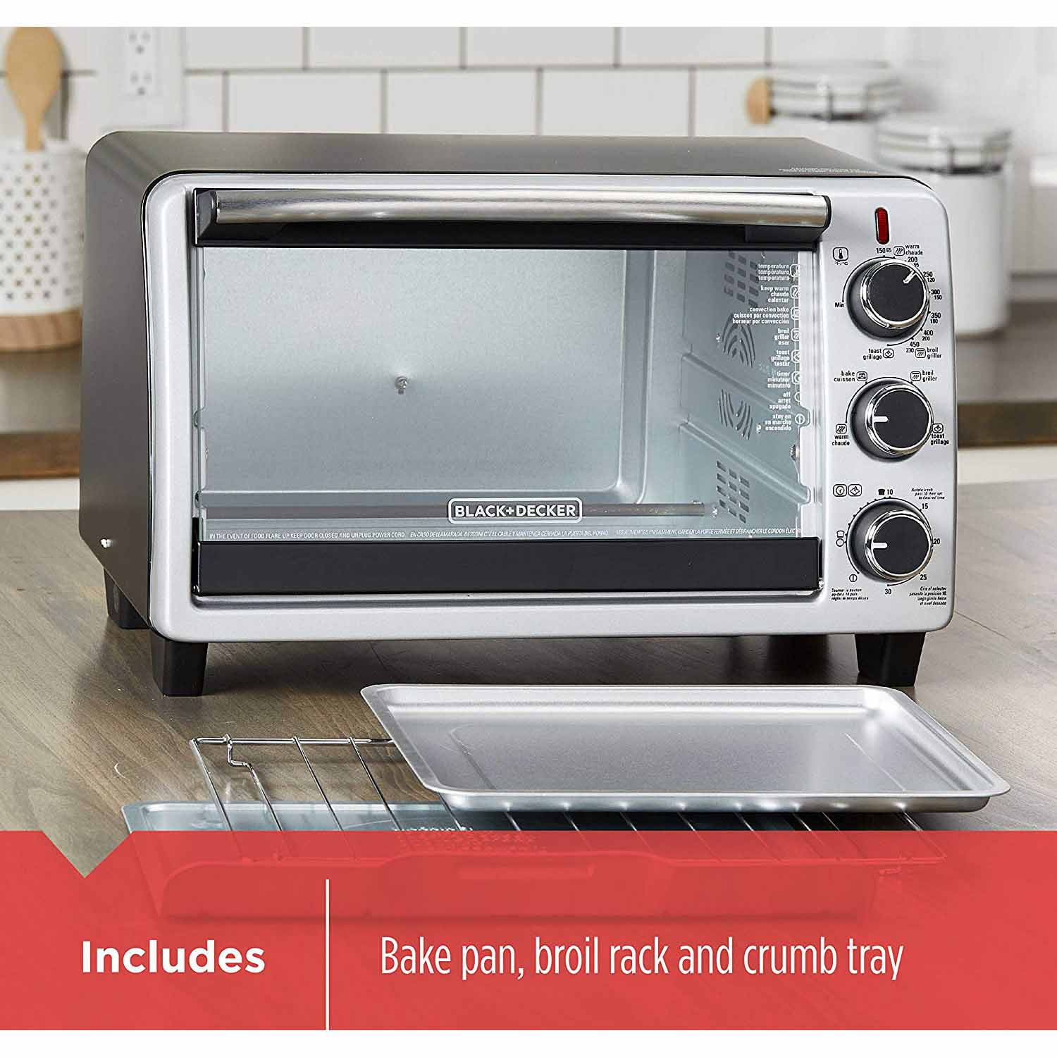 BLACK+DECKER 6 - Slice Toaster Oven, Black, TO1950SBD