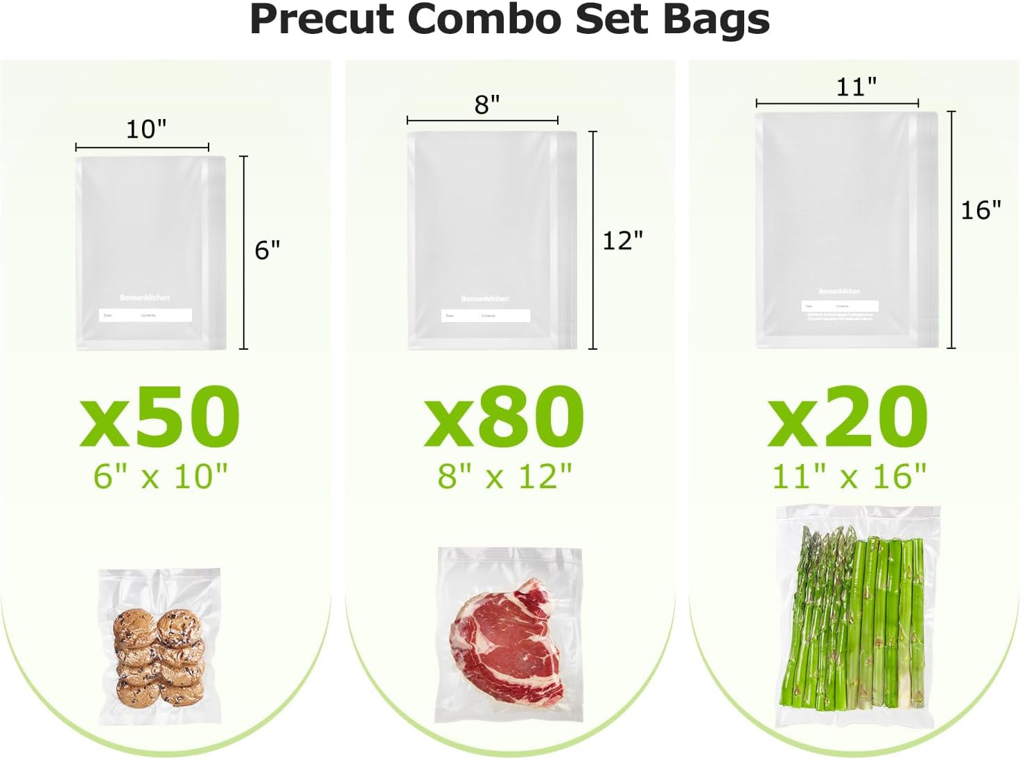 Bonsenkitchen Vacuum Sealer Bags, Commercial Grade, BPA Free| 20 Gallon 11