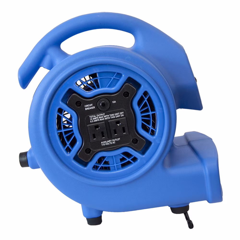 XPOWER P-130A 1/5 HP Multi-Purpose Mini Mighty Air Mover, Utility Fan, Dryer, Blower with Built-in Power Outlets