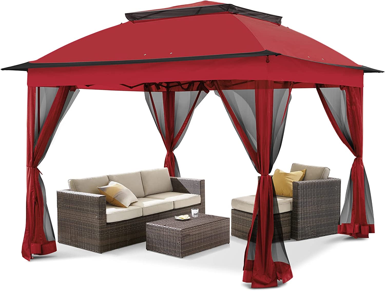 Tente de jardin instantanée pliante 11x11 avec moustiquaire, abri extérieur offrant 121 pieds carrés d'ombre par COOS BAY