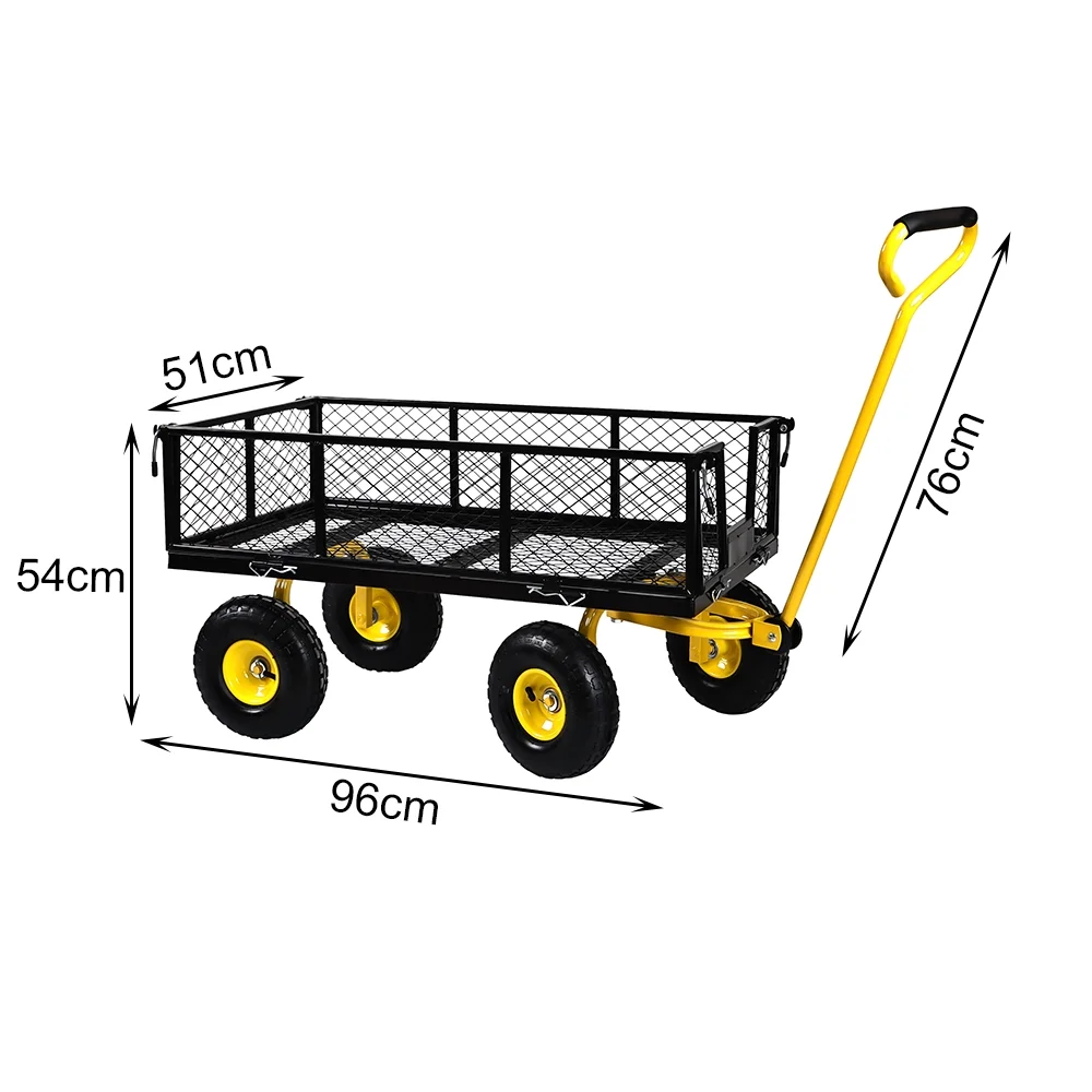 900 Lbs Heavy Duty Steel Garden Cart, Garden Wagon Cart on Wheels, Outdoor Metal Yard Utility Wagon Carts with 10" Tires and Mesh Removable Sides(Convert to Flatbed) and 180��Rotating Handle - Image 7