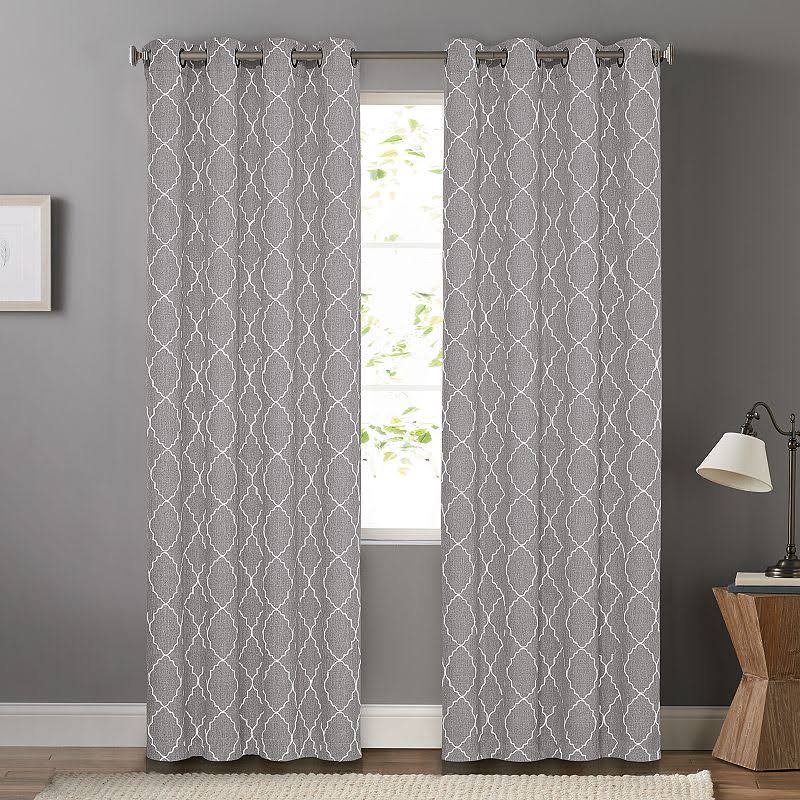 Sonoma Goods for Life 2-Pack Embroidered Dynasty Blackout Window Curtain Grey 50x84
