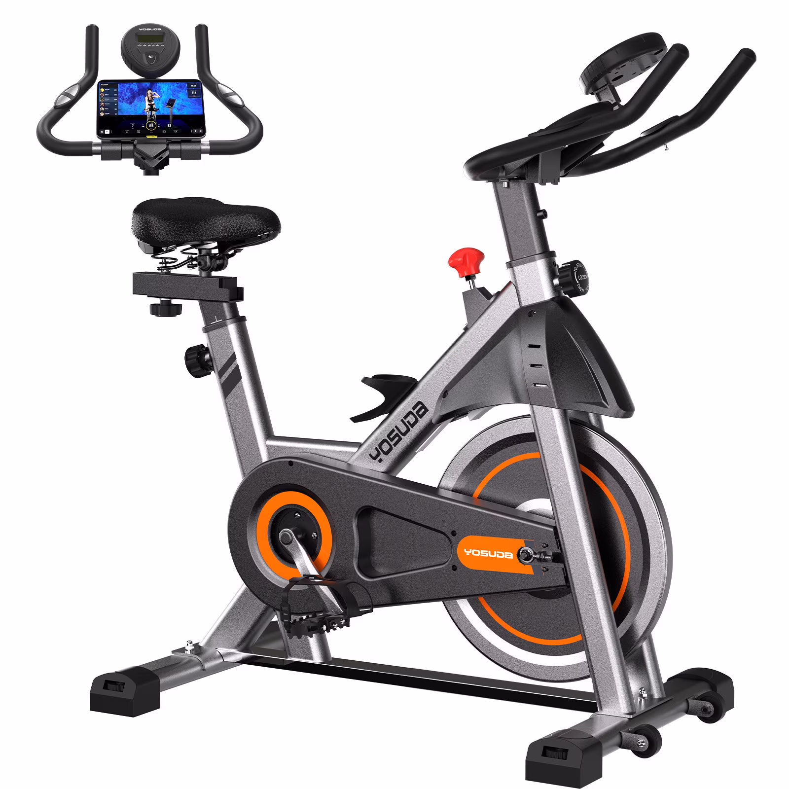 Indoor Cycling Bike, 330 lbs Capacity, Comfort Seat, LCD Monitor(ysd002-Friction)