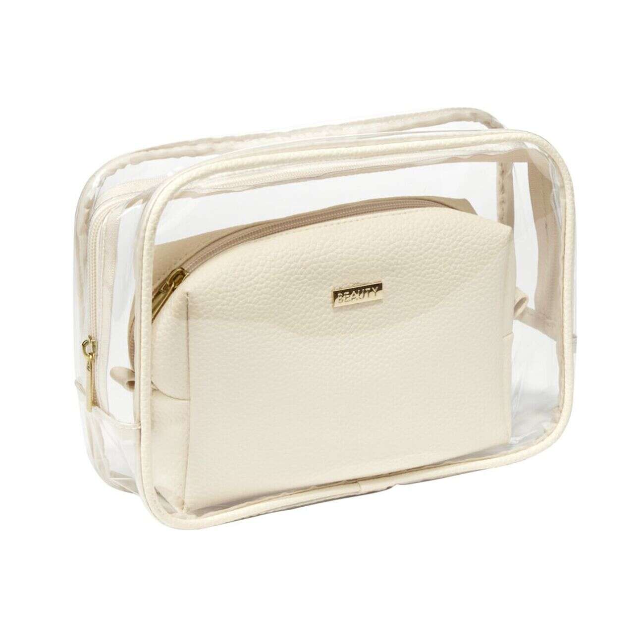 Trousse de toilette transparente L23xH16cm avec pochette simili assortie