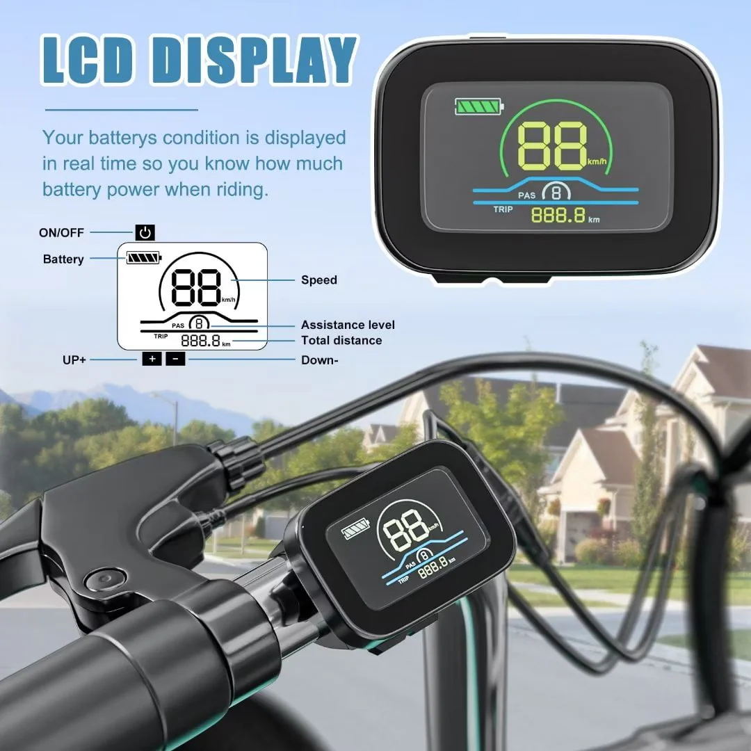 24" Electric Tricycle for Adults Seniors,7 Speed 3 Wheel E-Bike with Large Basket/Low-Step Through Frame,350W Motor 36V/10.4AH lithium bettery, 15.5MPH - Image 8