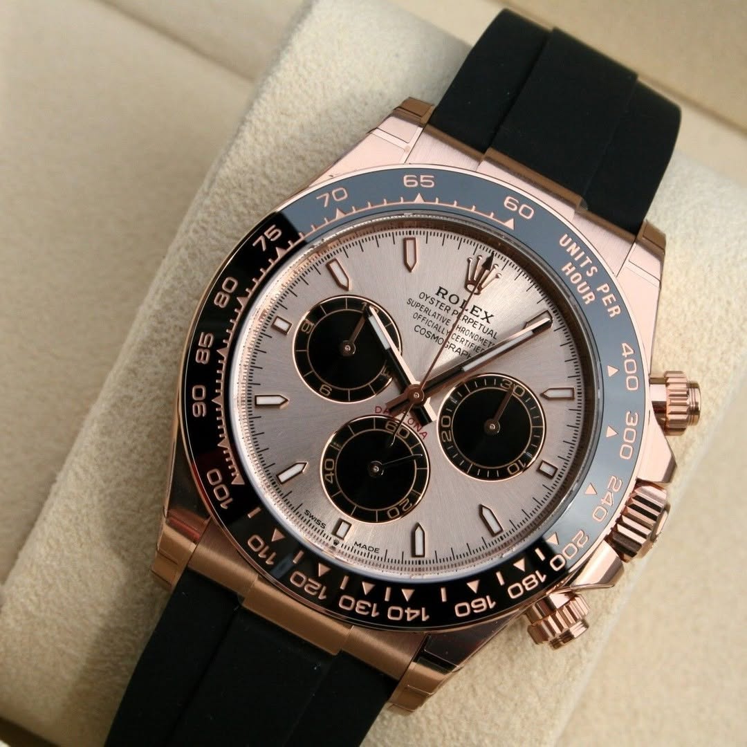 [Super Clone]ROLEX Daytona Rose Gold/Ceramic /Sundust /Oysterfiex  m126515LN-0006