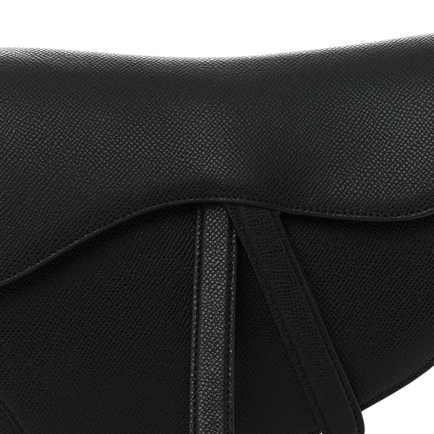 Grained Calfskin Saddle Bag Black