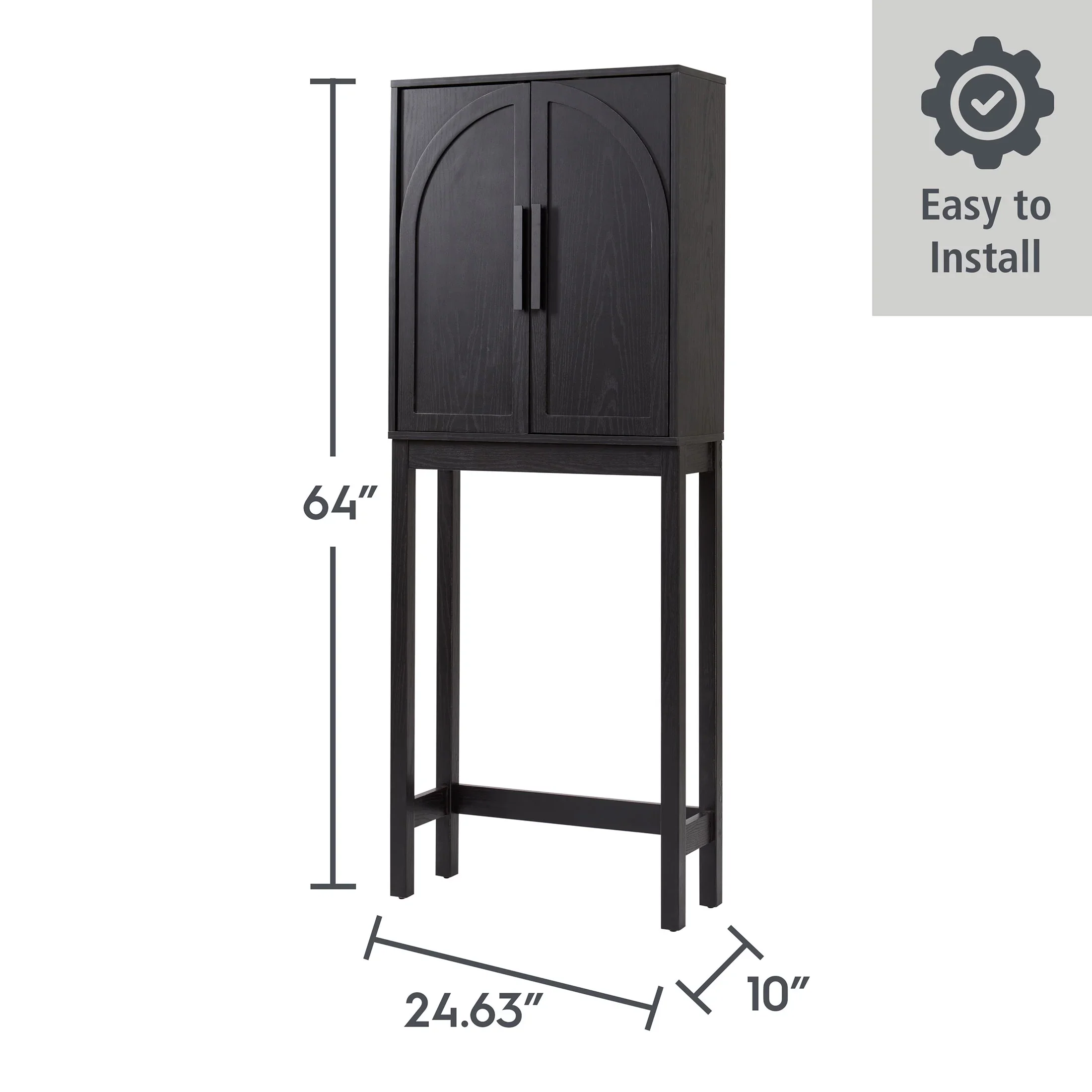 Better Homes & Gardens Juliet over-the-Toilet Space Saver Cabinet, 2 Adjustable Shelves, Black