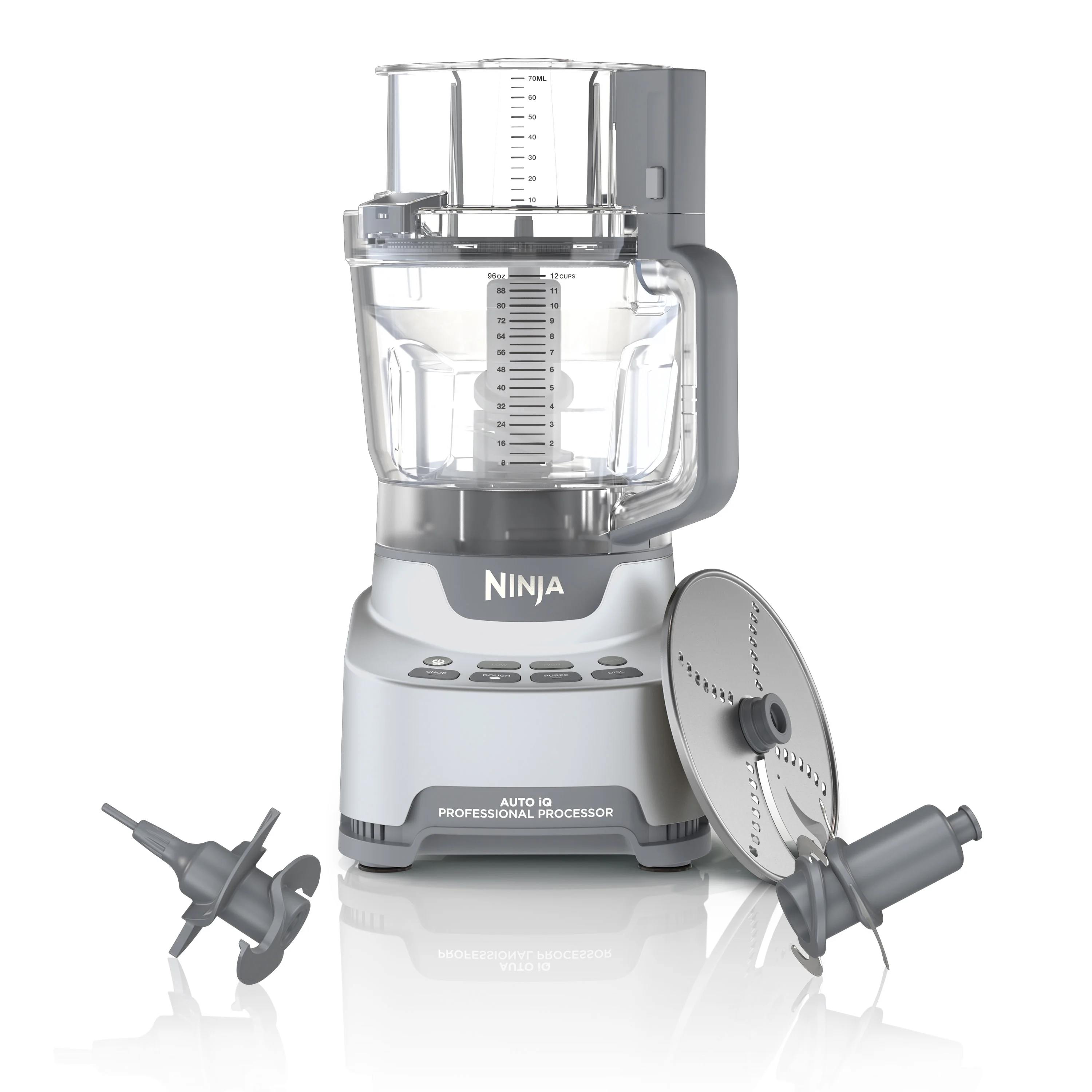 Ninja 4 - in - 1 12 Cup Food Processor, 1000 Watts, XL Capacity, 4 Auto - Iq Programs, Chop, Puree, Dough, Disc, NF700 Silver