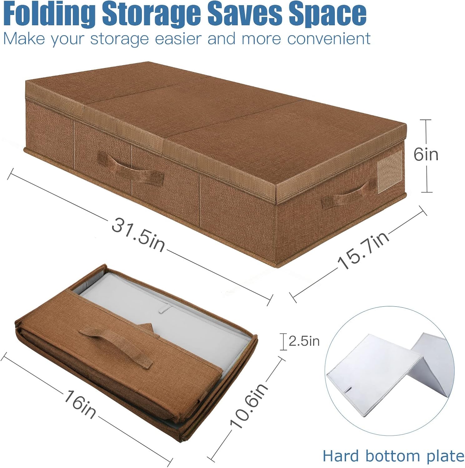 Supowin 2-Pack Large Underbed Storage Containers Bin with Lids, Dark Brown