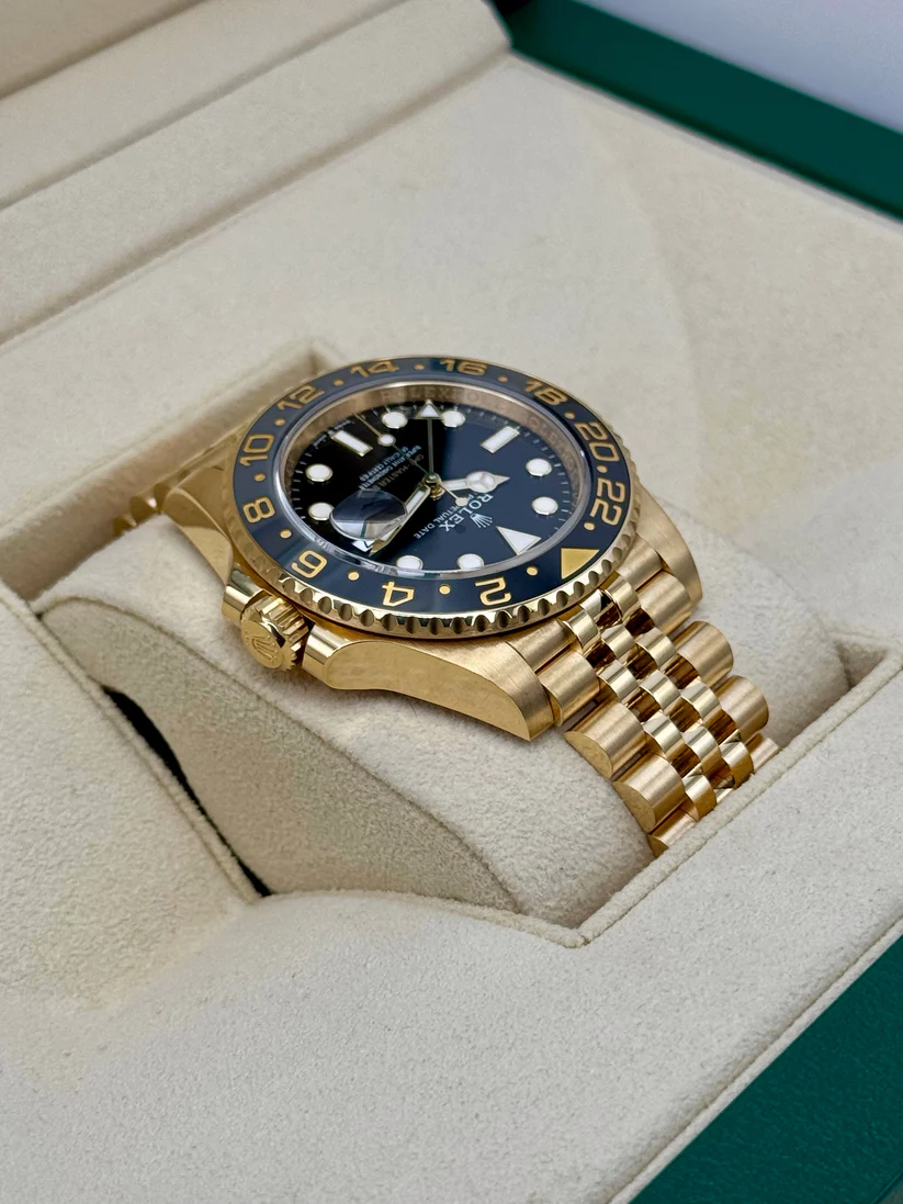 [Super Clone]RLX GMT-Master II 40mm 18k Yellow Gold Ceramic Bezel Black Dial Jubilee 126718grnr