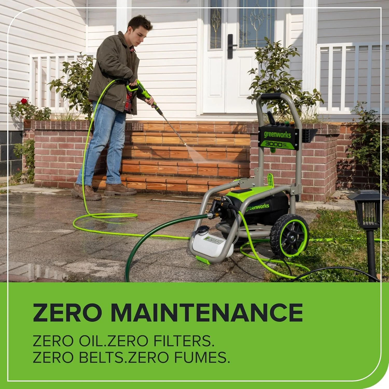 Brushless 3000 PSI 2.0 GPM Max/ 1.1 GPM Electric Pressure Washer - Image 7