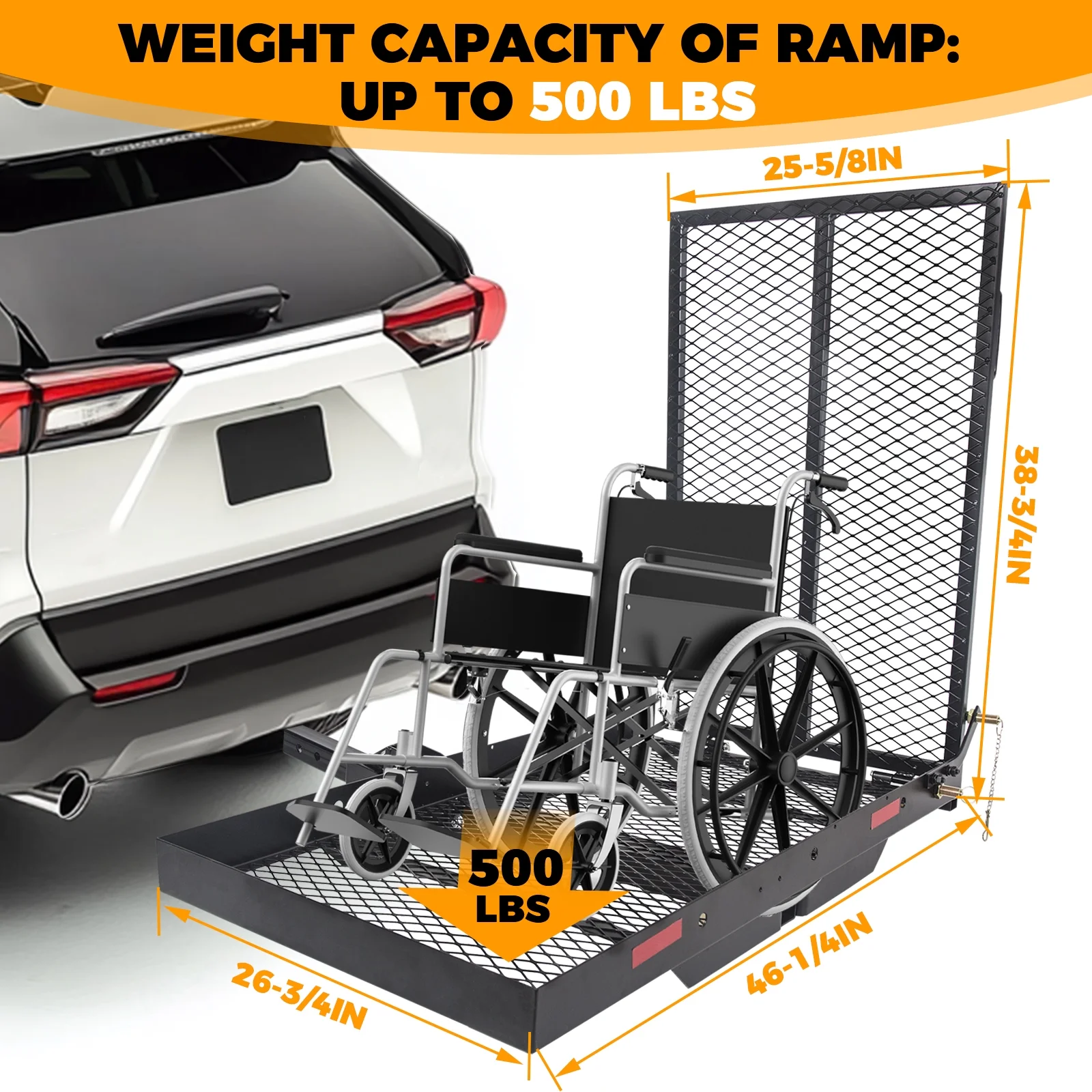 Hitch Mounted Cargo Carrier Mobility Scooter and Wheelchair Carrier Rack with Loading Ramp Luggage Basket Disability Medical Lift Rack - Image 2