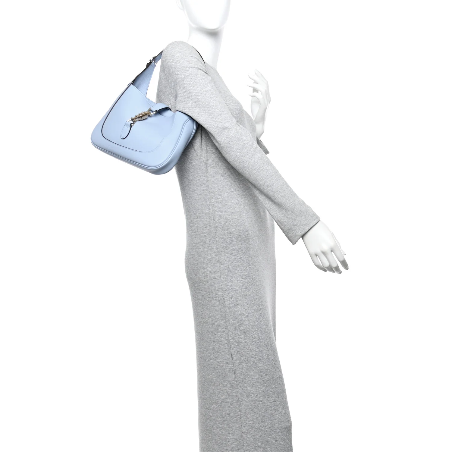Grained Calfskin Web Medium Jackie 1961 Hobo Light Blue