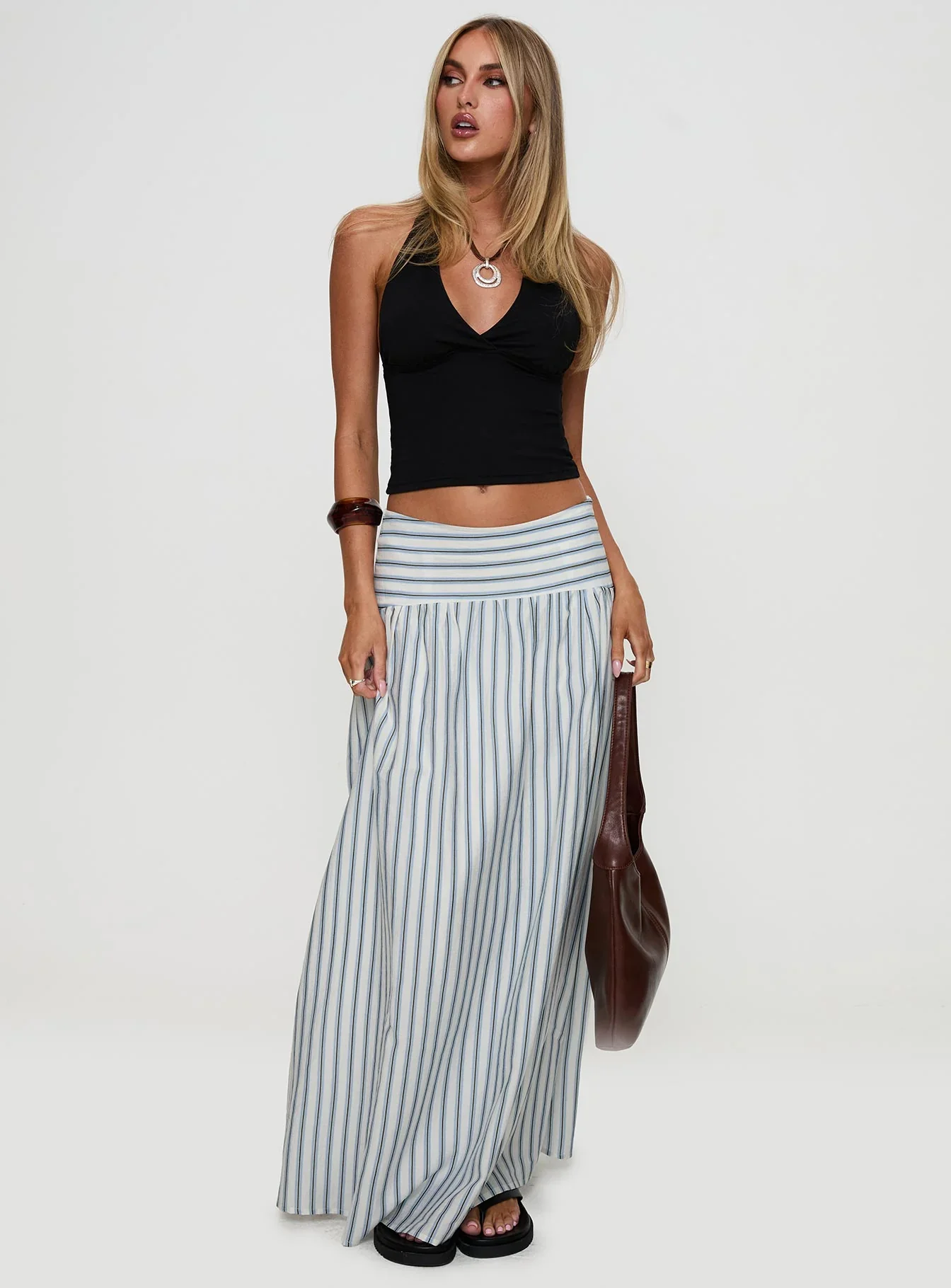 Find Your Love Flowy Maxi Skirt White