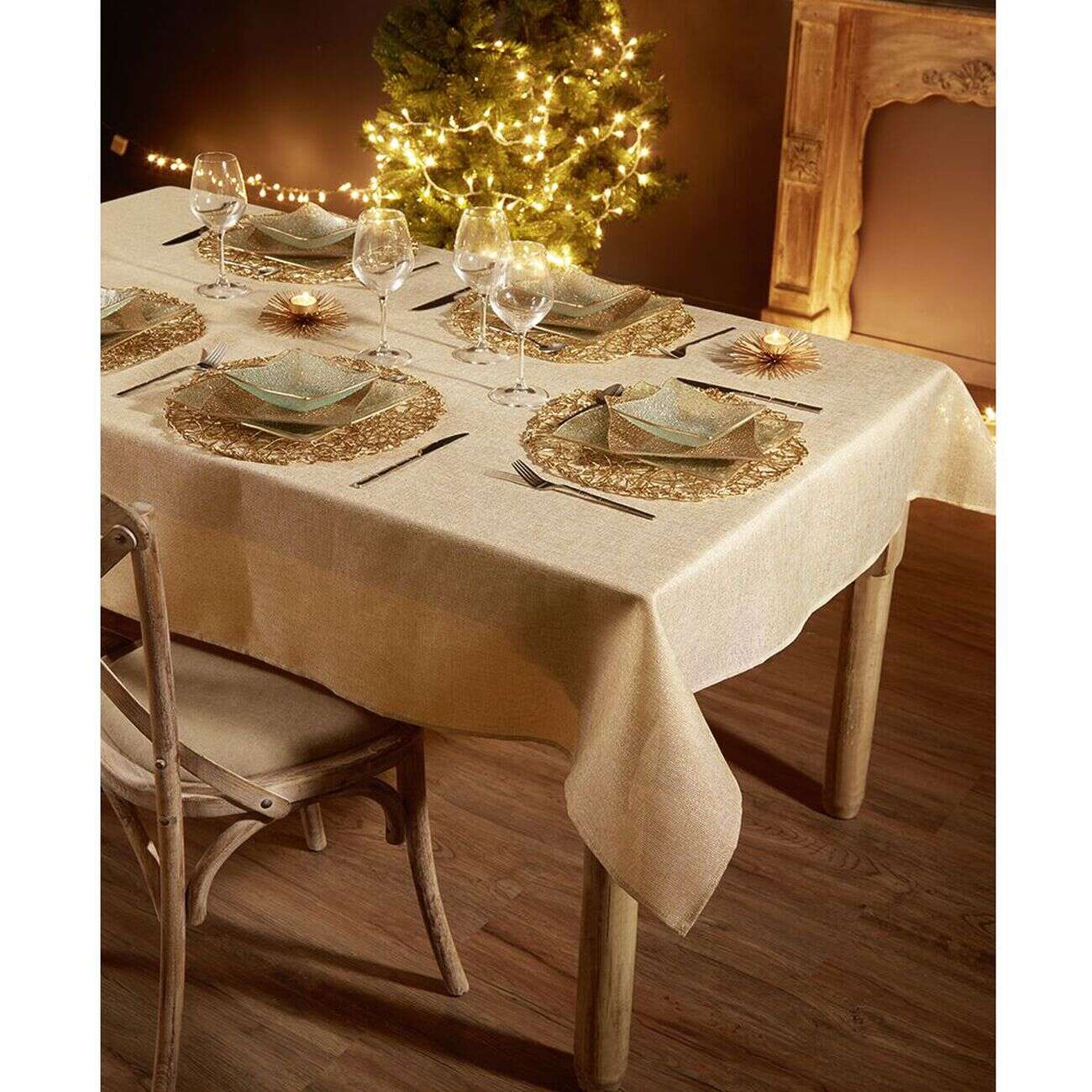 Set de table rond ajouré fil Doré