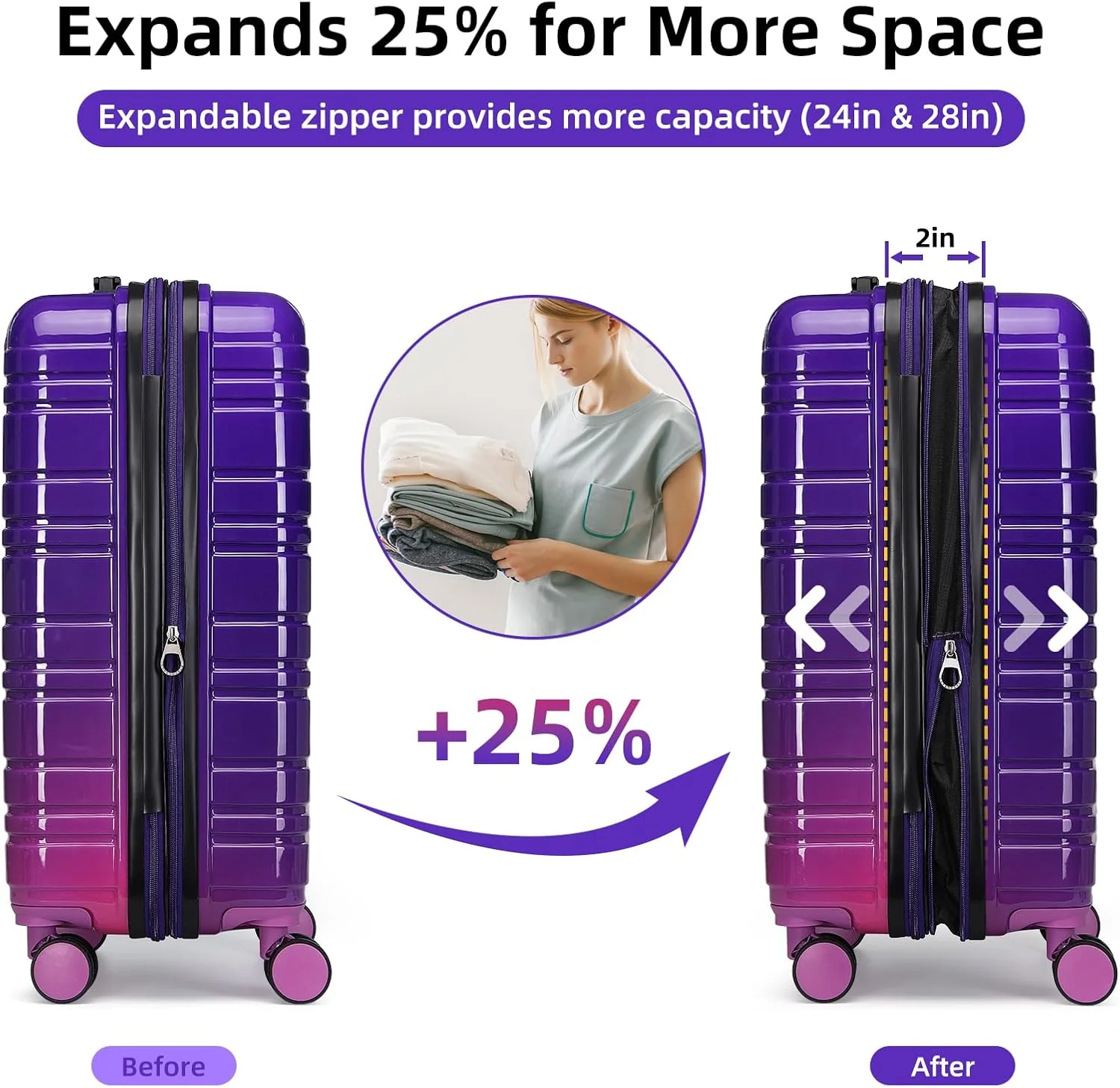 Ensemble de 6 valises, ensemble de valises rigides extensibles avec roulettes multidirectionnelles, ensemble de bagages à roulettes légers
