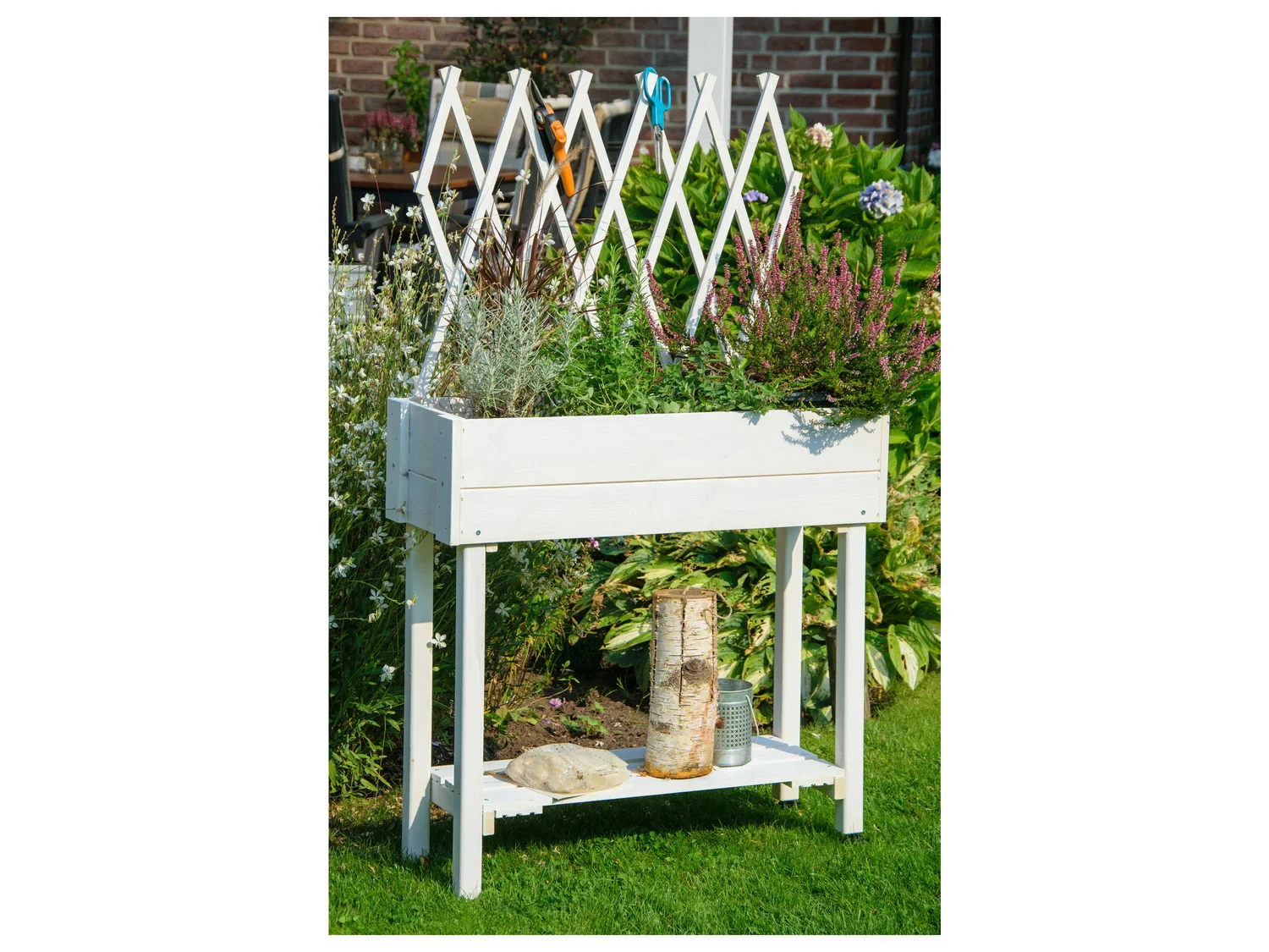 dobar Jardinire surleve  roulettes avec treillis, L 79 x l 28,5 x H130 cm