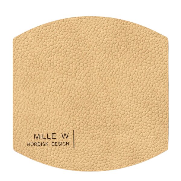 Ellips glassbrikke 10x10 cm beige