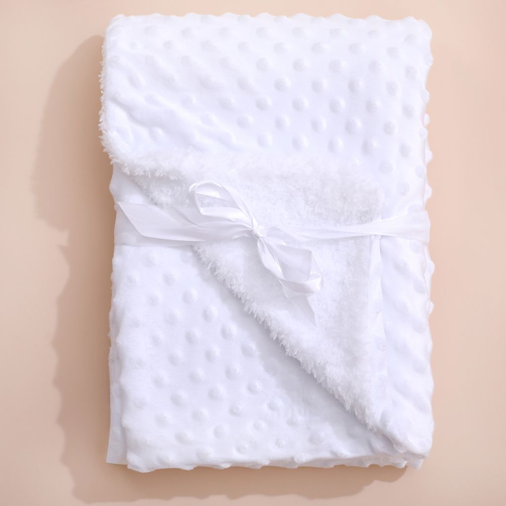Double Sided Minky Dot Sherpa Fleece Eco-Friendly All-Season Customizable Baby Swaddle Blanket Ultra Soft for Babies
