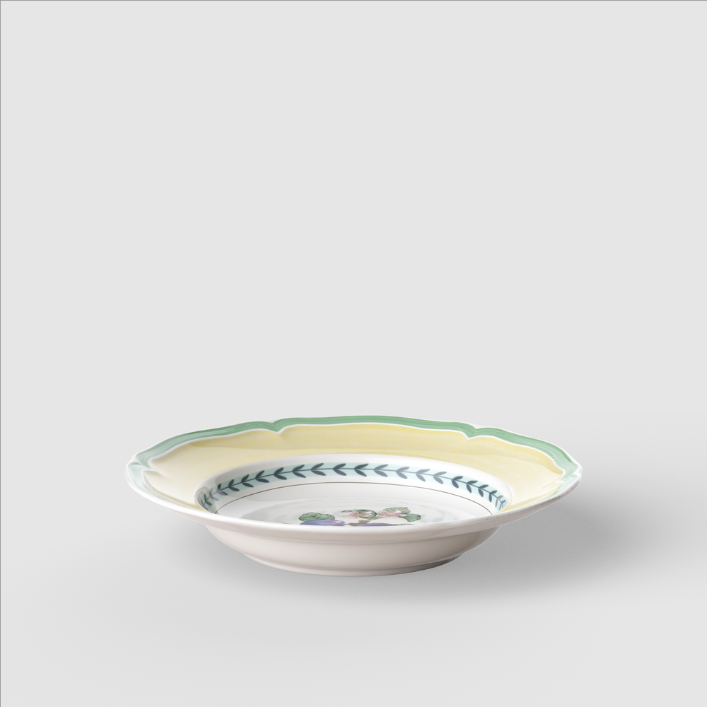 French Garden Soup bowl - Multi-colored, 9'', Premium Porcelain