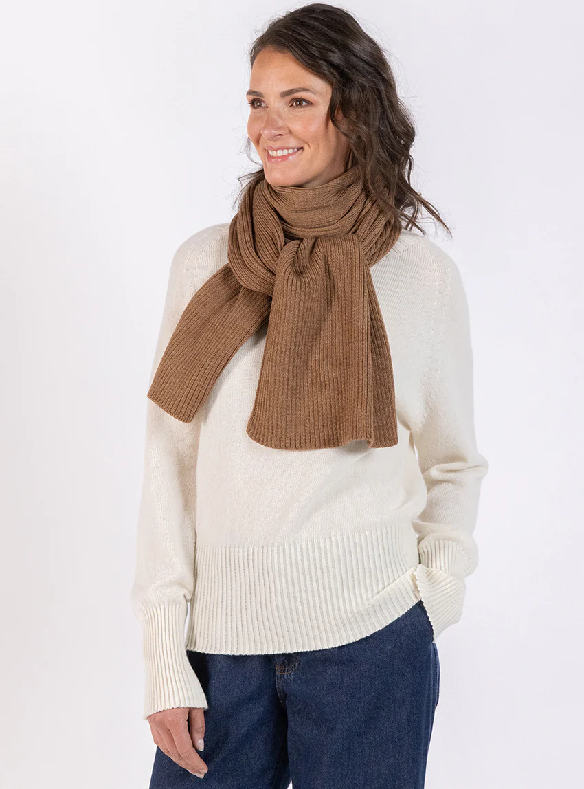 Echarpe en laine mérinos marron glacé