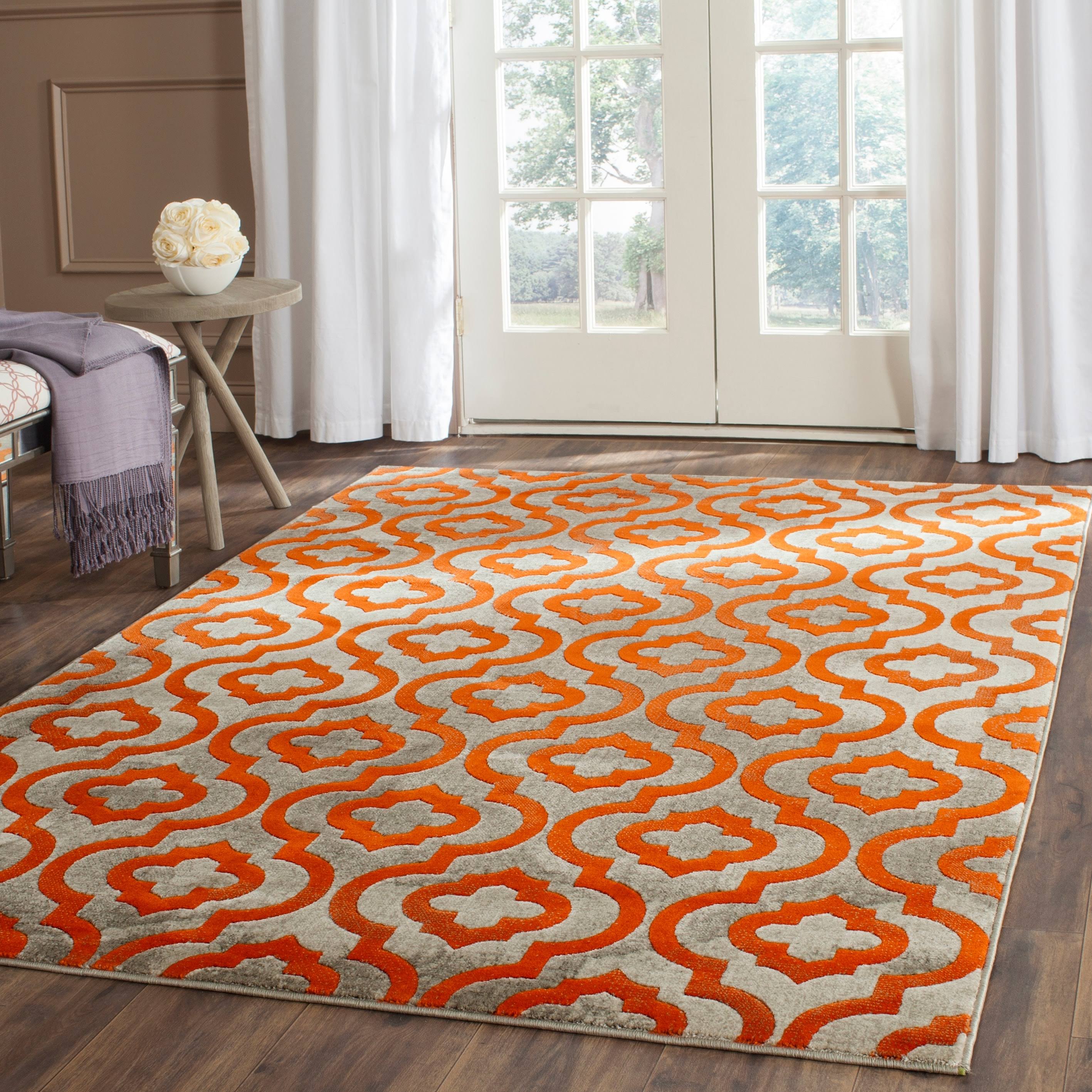Safavieh PRL7734F Porcello Light Grey / Orange Area Rug - 10' x 14'