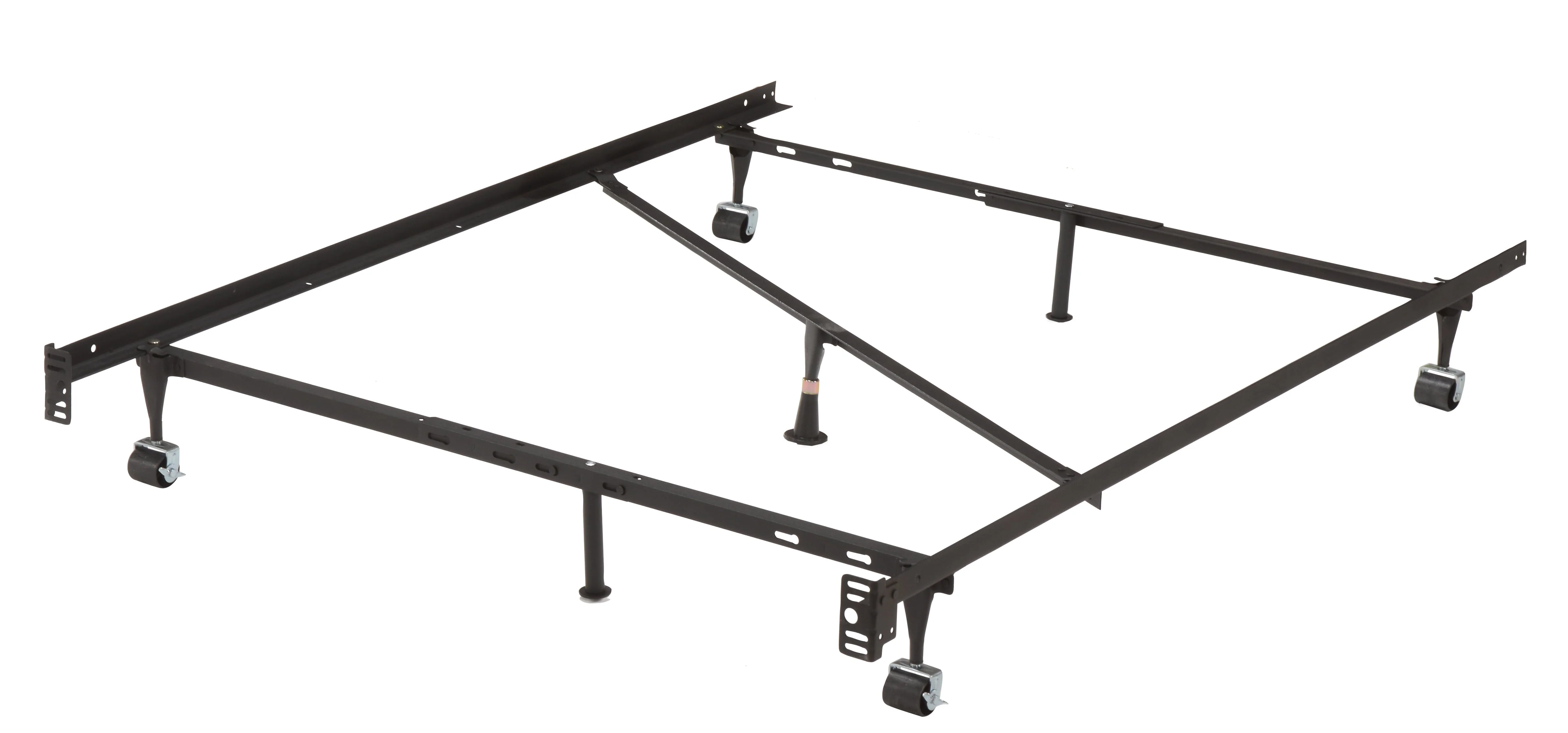 Pilaster Designs - 7 - Leg Heavy Duty Adjustable Metal Bed Frame with Center Support Rug Rollers and Locking Wheels, Queen/Full/Full XL/Twin/Twin XL