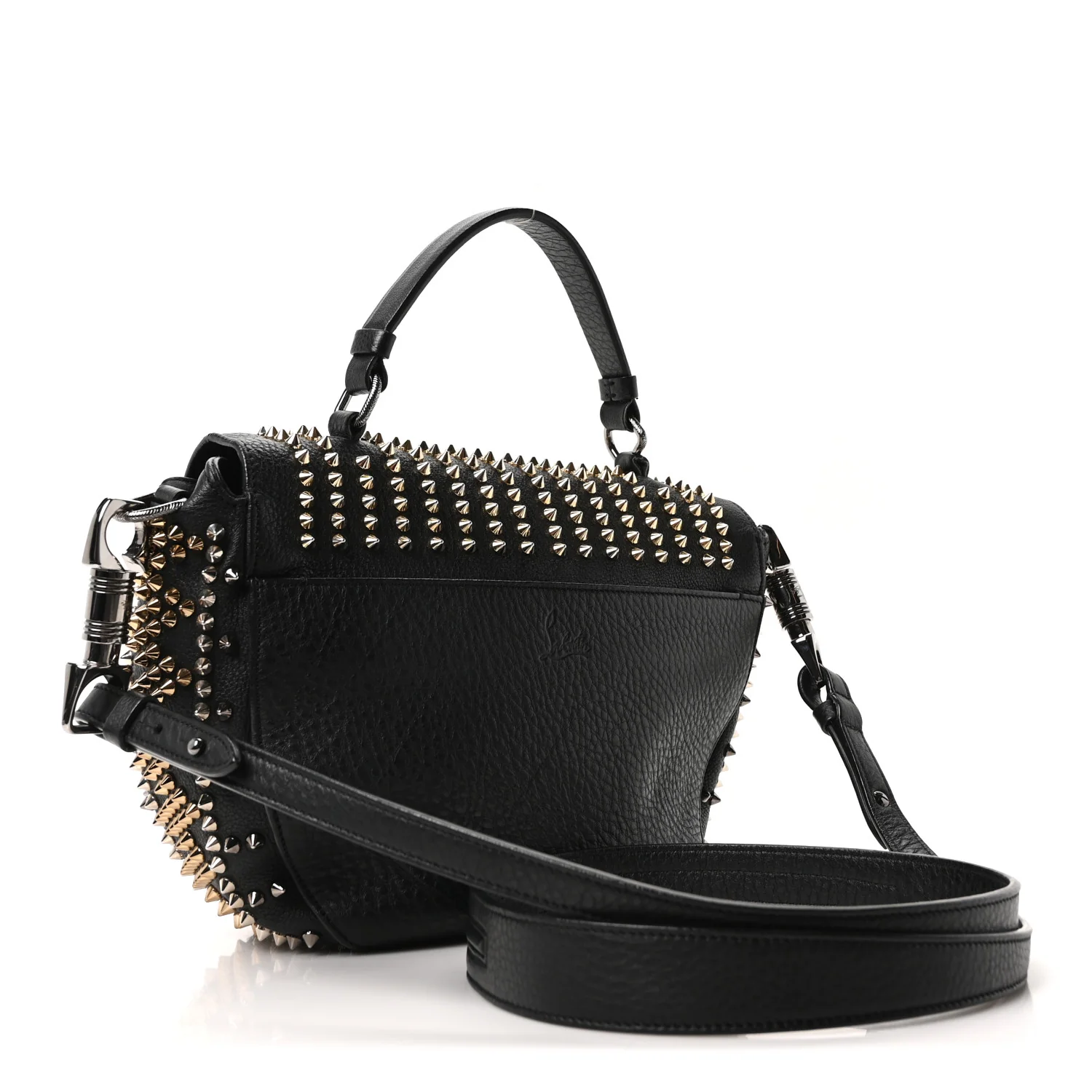 Calfskin Mix Chevron Spikes Panettone Messenger Black