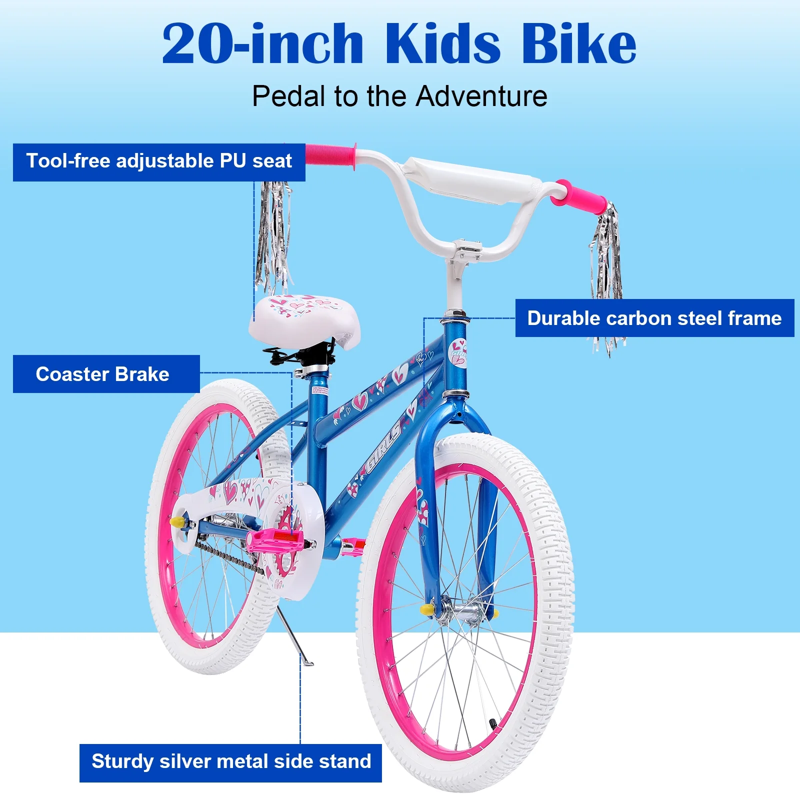 20 Inch Kids Bike Bicycle for 8-12 Years Old Kids,Blue(20") - Image 6