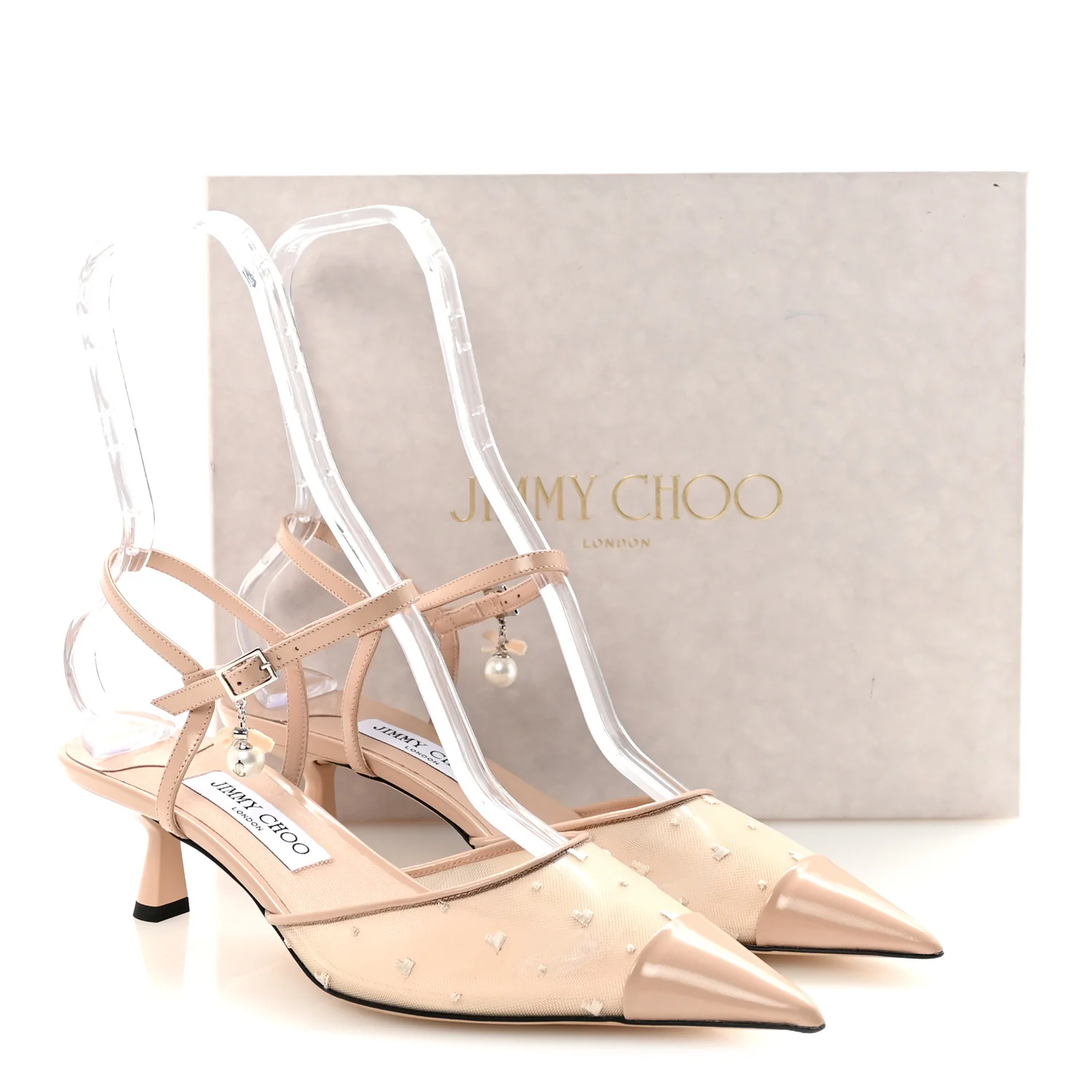 Calfskin Mesh Embroidered Aren 45 Slingback Pumps 40 Macaron