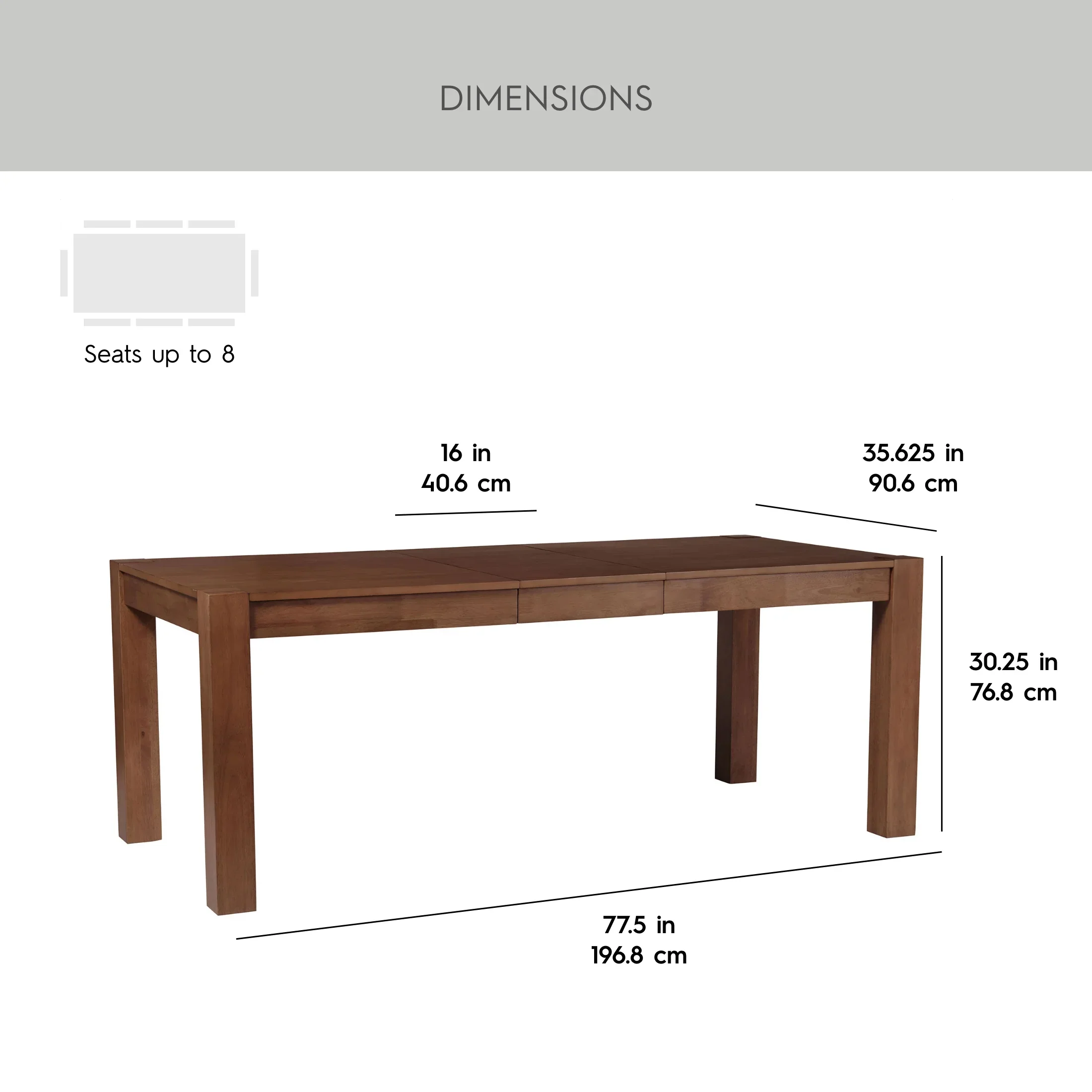 Better Homes & Gardens Bryant Solid Wood Extendable Dining Table, Light Honey Finish
