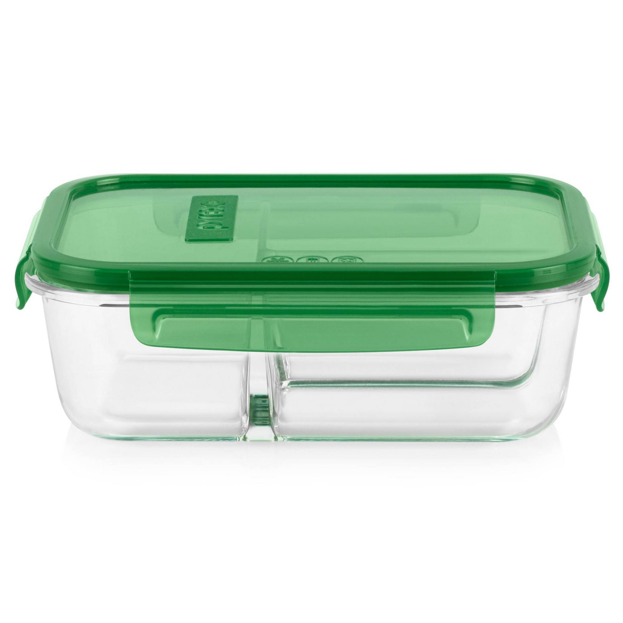 Pyrex 4-Cup MealBox Divided Glass Food Storage Container