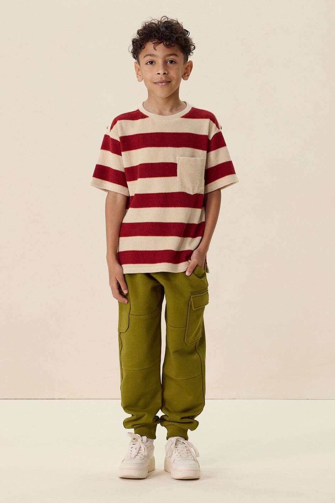 Donkerrood badstof T-shirt