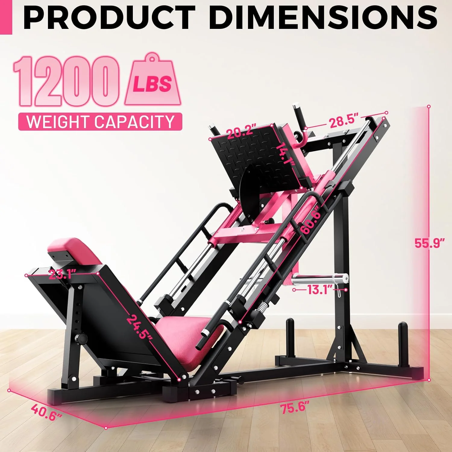 Leg Press Hack Squat Machine, Professional Adjustable Leg Press Machine for Home Gym with Linear Bearing, Specialty Hack Squat Machine for Full Lower Body Workout with Weight Storage, Pink(Pink) - Image 9