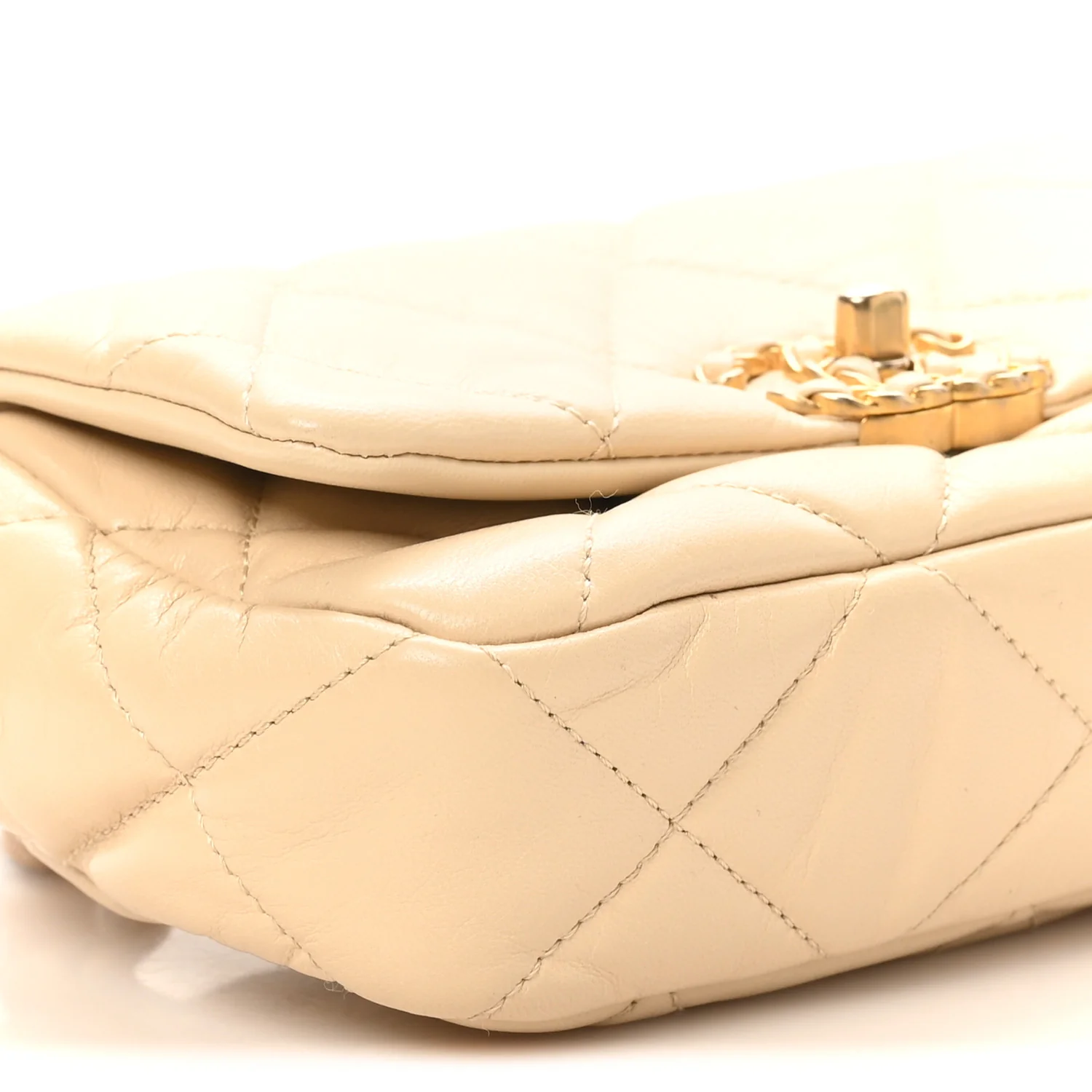 Goatskin Quilted 19 Waist Bag Light Beige