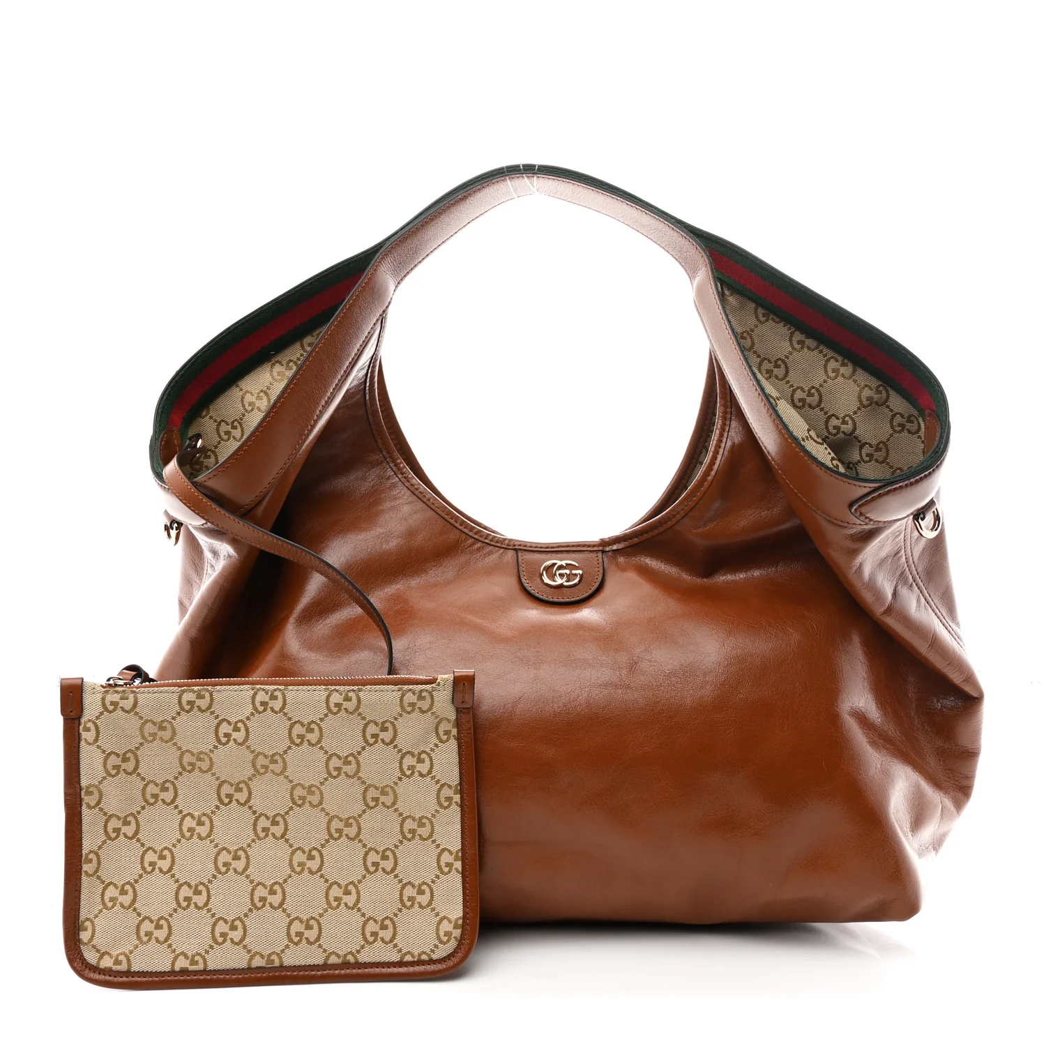 Soft Glossy Calfskin Large Giglio Tote Dark Brown
