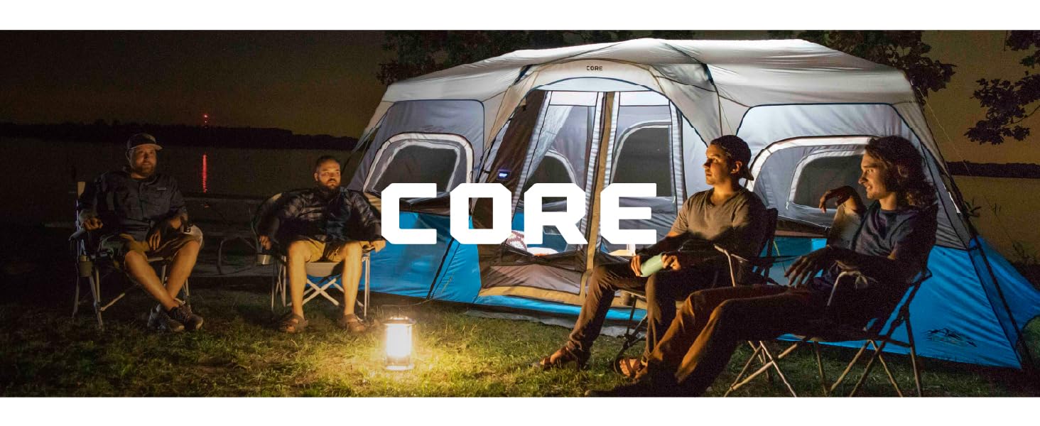 12 Person Instant Tent with LED Lights | Large Family Cabin Multi Room Tent for Camping