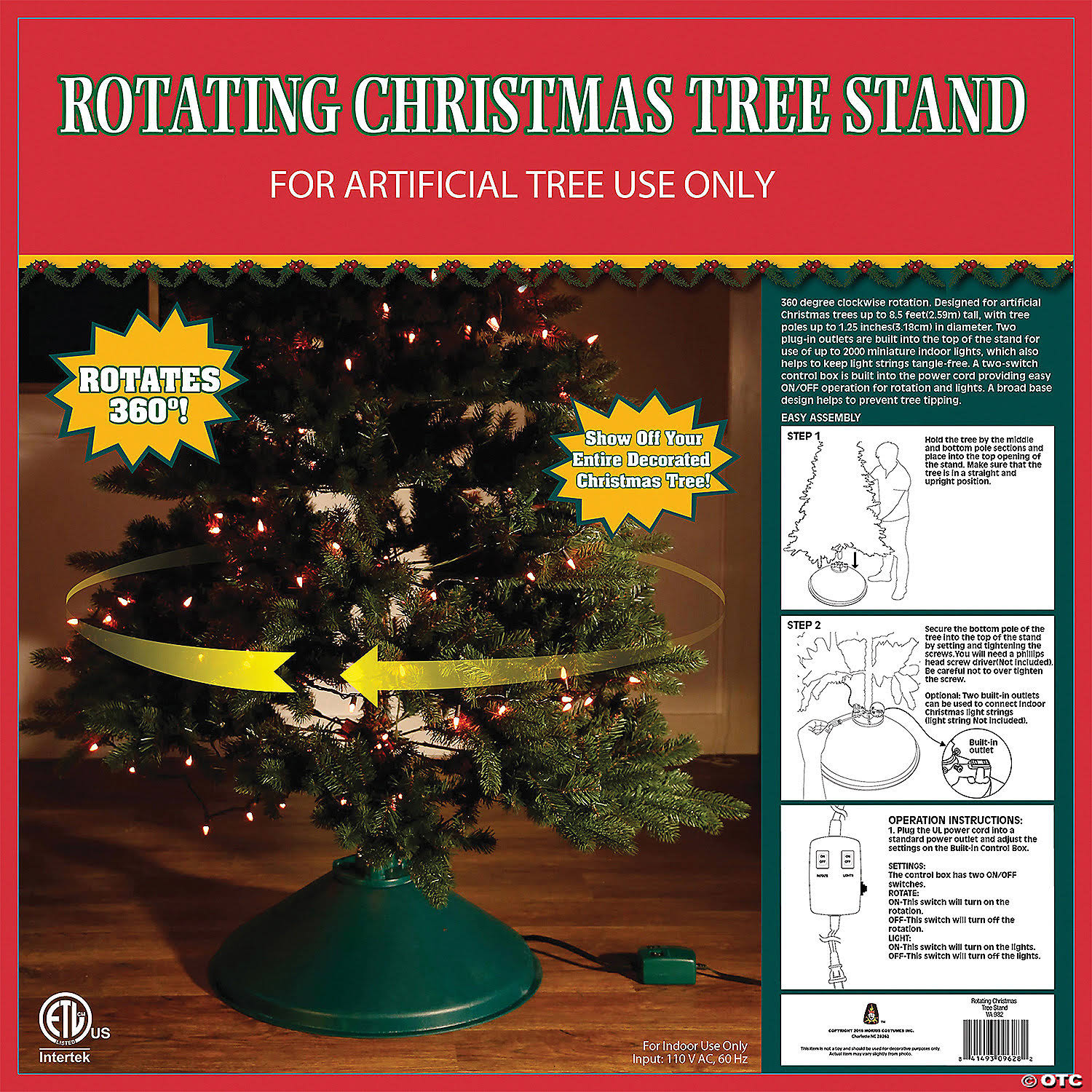 Christmas Tree Stand EZ Rotate Christmas Decoration, Size: One size, Green