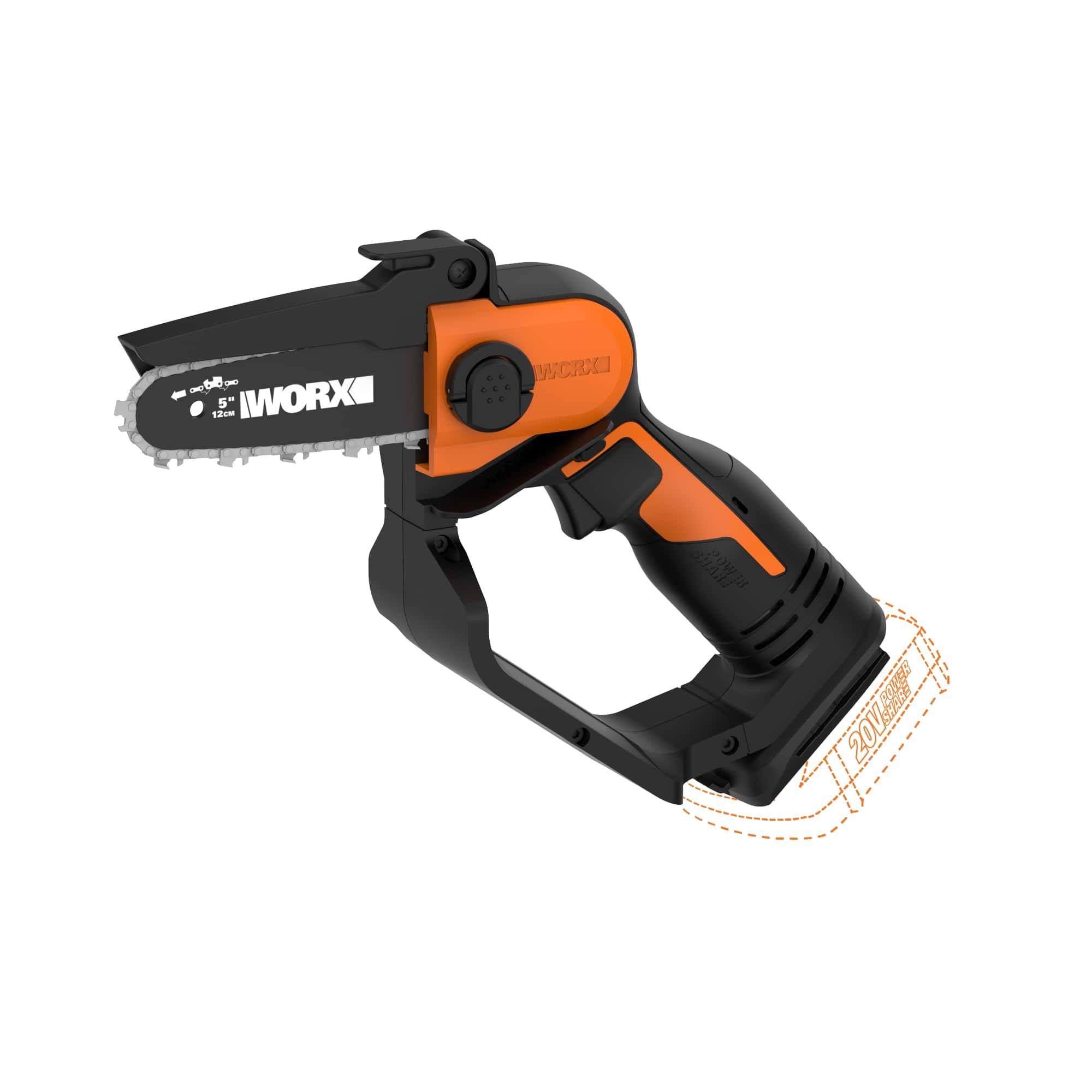 Worx Wg324.9 20V Power Share 5�� Cordless Pruning Saw, Bare Tool Only, Black and Orange