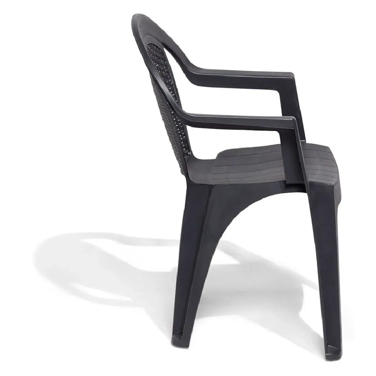 Fauteuil de jardin monobloc Viva plastique dossier tressé gris 53xP56xH80cm